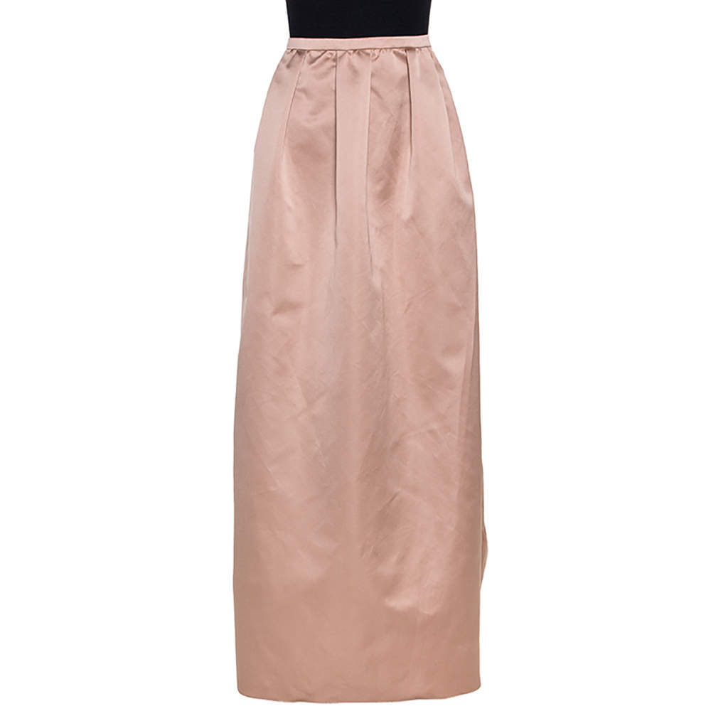 N21 Champagne Satin Pleated Maxi Skirt M
