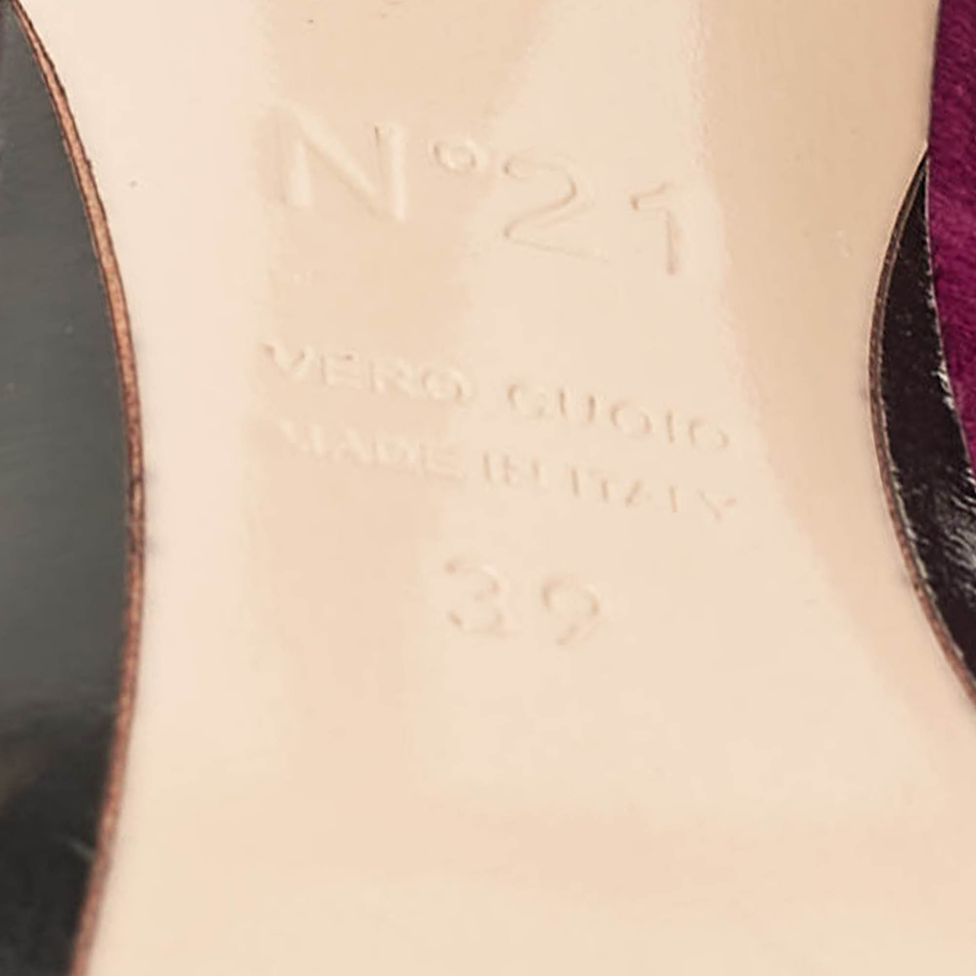 Pre Owned Nº21 Burgundy Satin Raso Knot Peep Toe Mules Size 39
