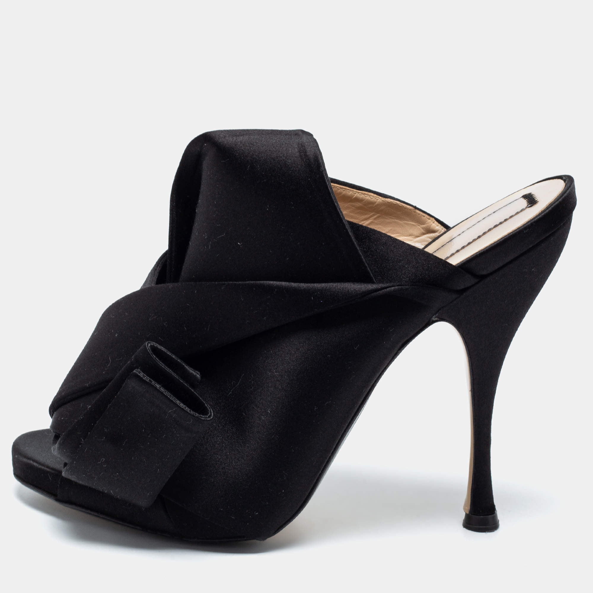 Nº21 Black Satin Raso Knot Mules Size 39