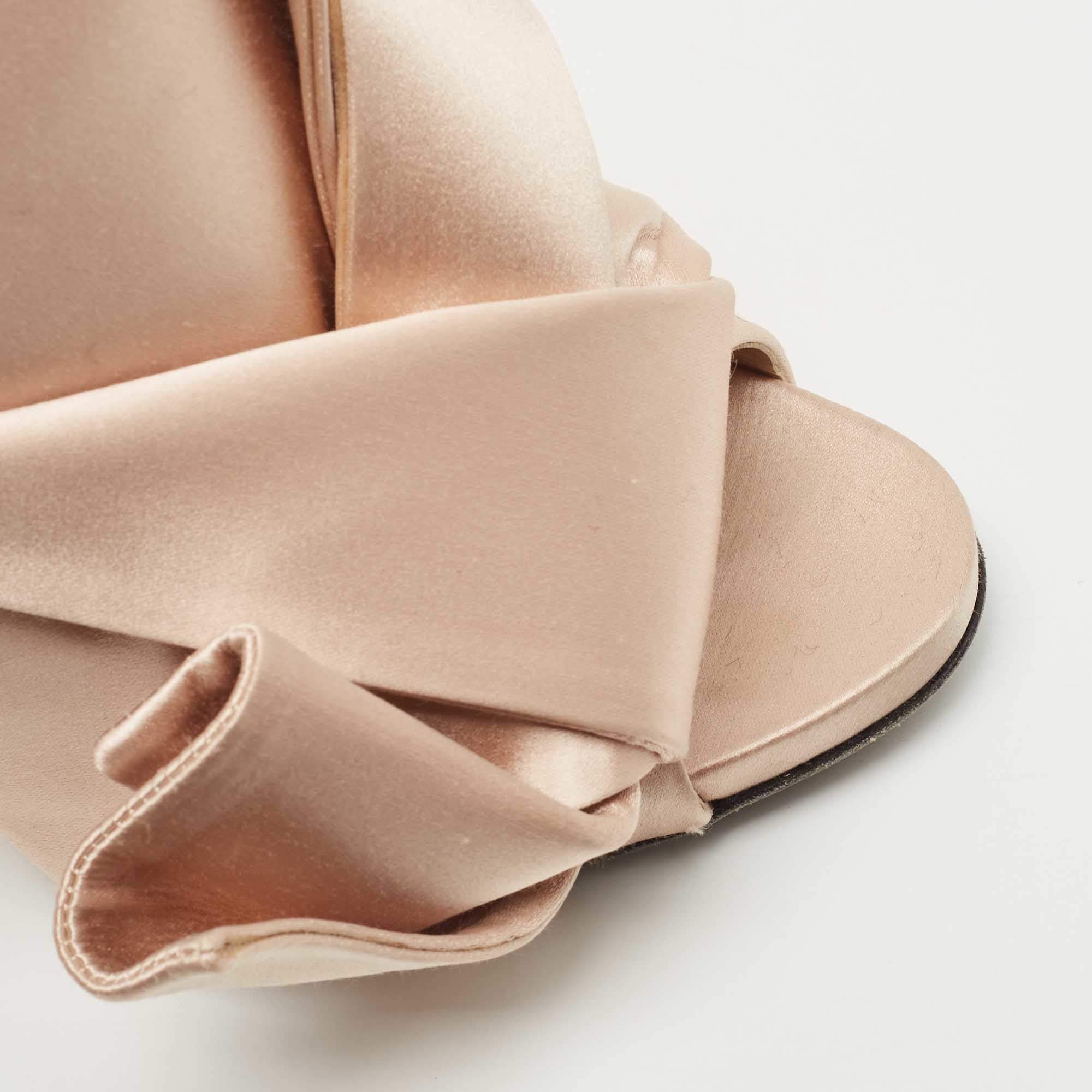 Pre Owned N21 Beige Satin Knot Mules Size 39  
