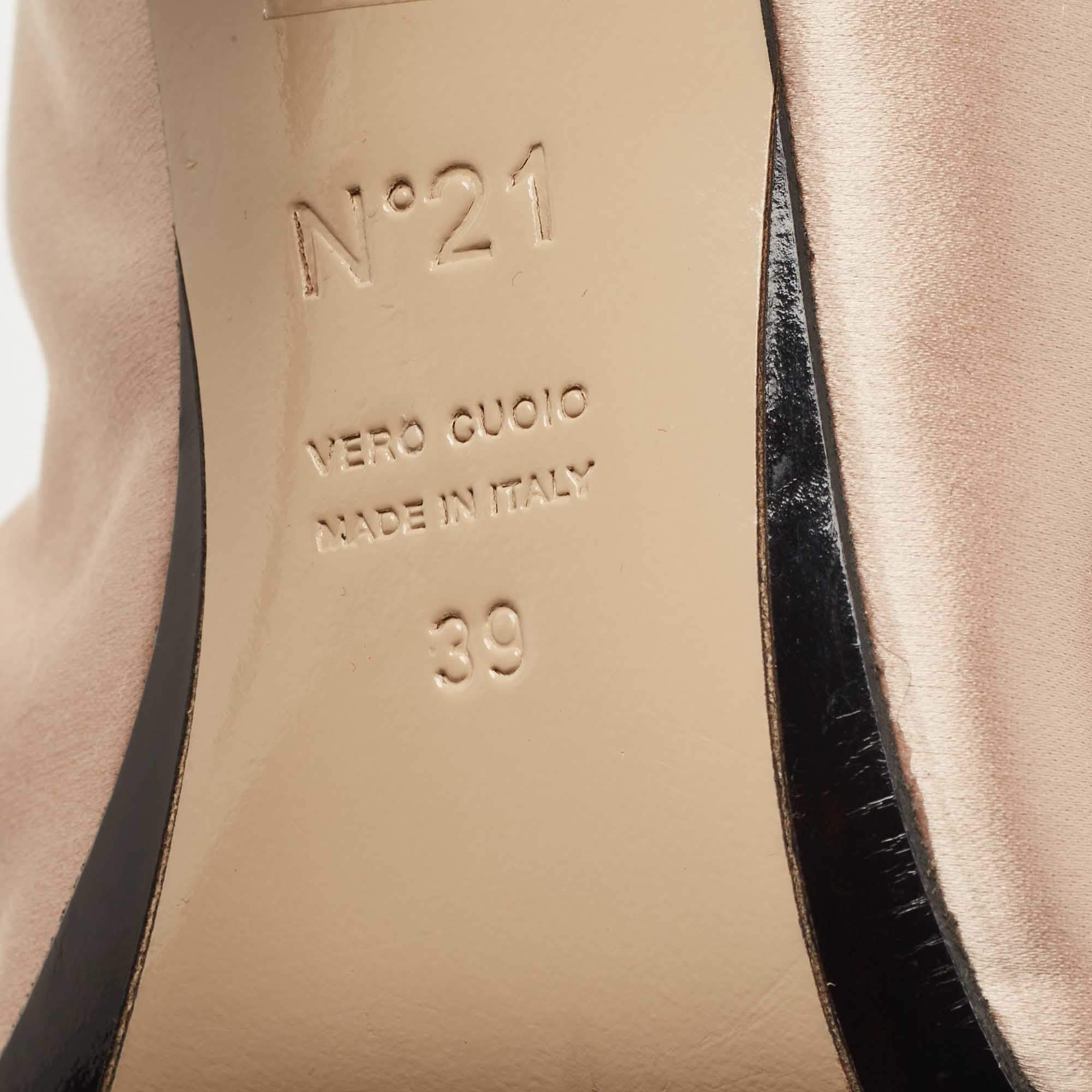 Pre Owned N21 Beige Satin Knot Mules Size 39  
