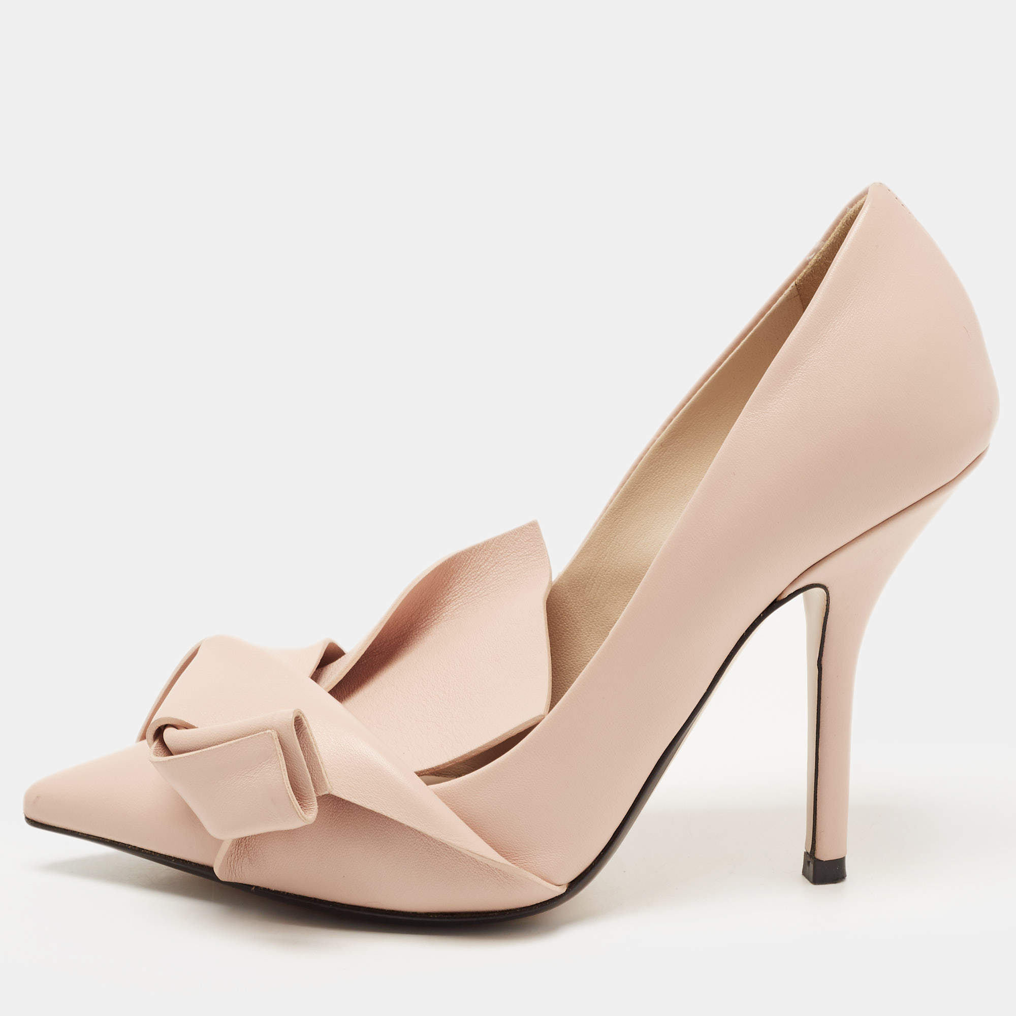 Nº21 Pink Leather Knot Pointed Toe Pumps Size 36