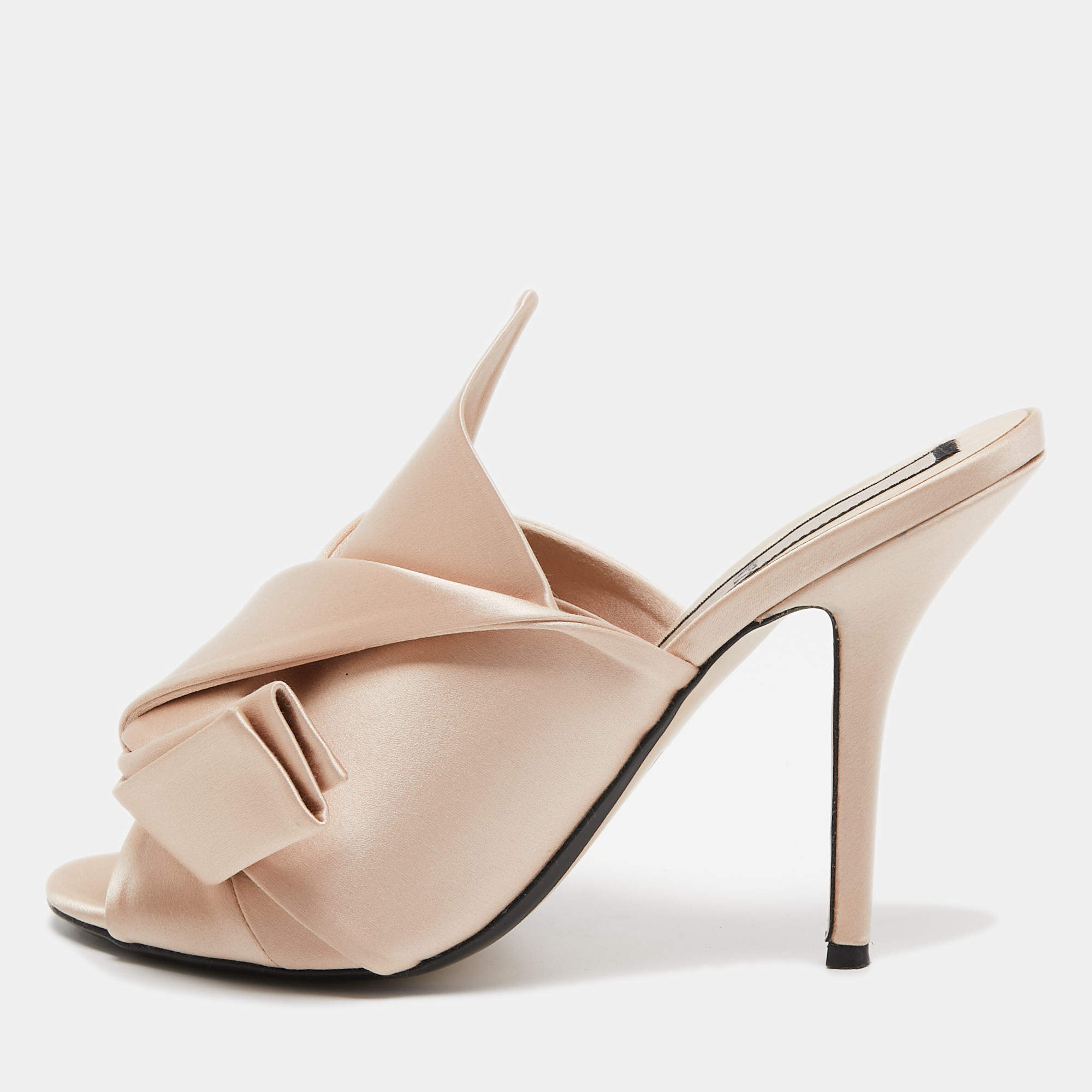 N°21 Beige Satin Raso Knot Mules Size 40