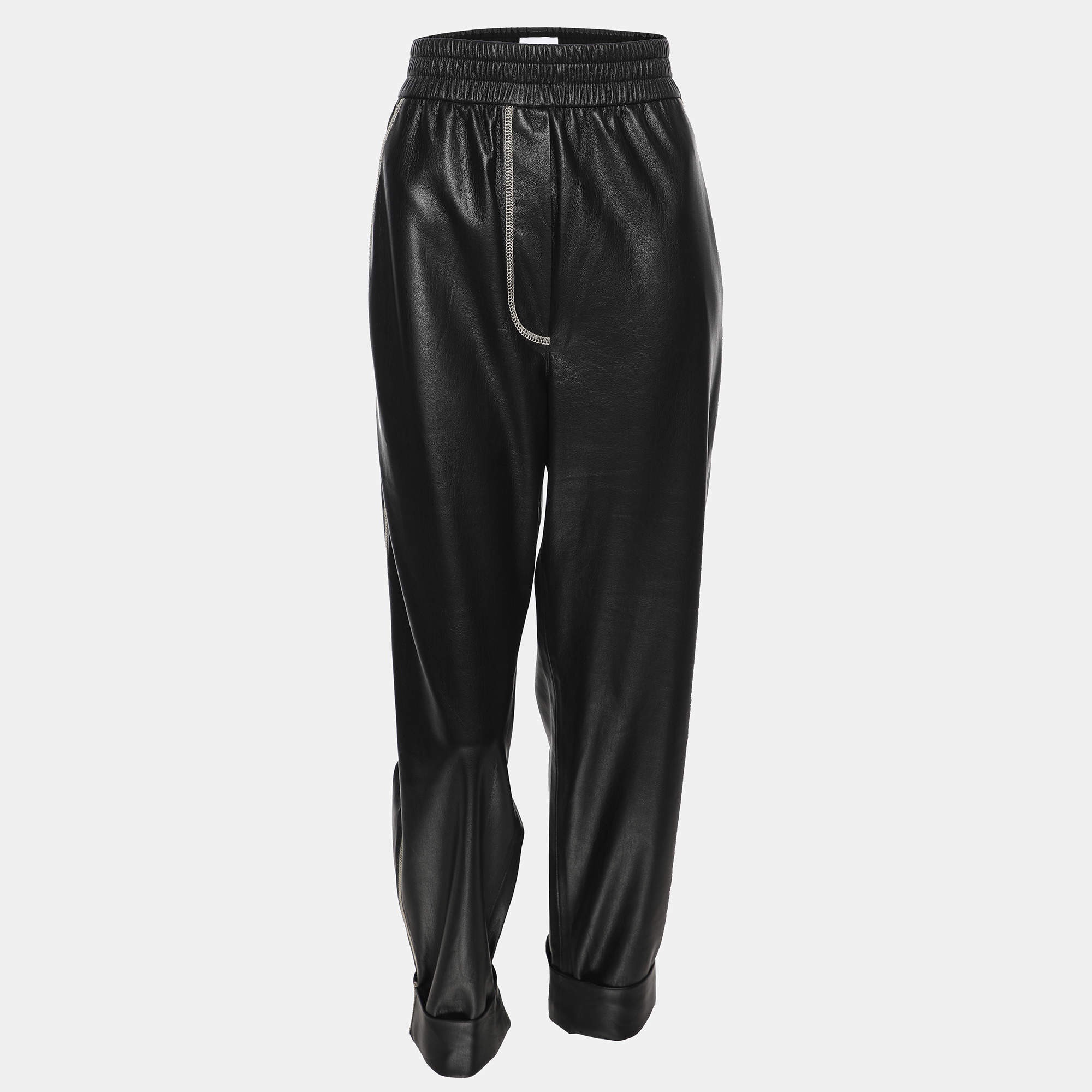 Nanushka Black Faux Leather Drawstring Harem Pant M
