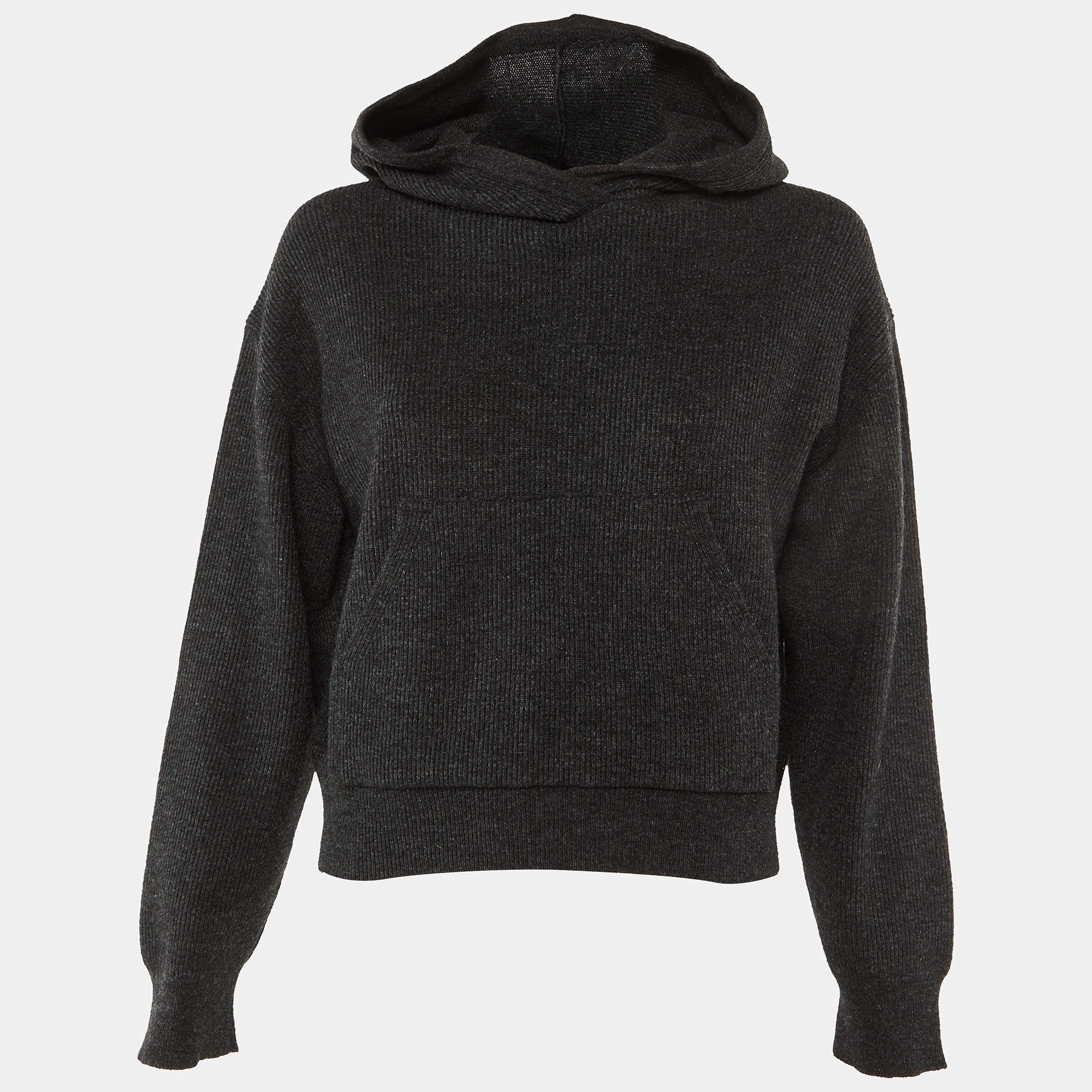 Pre Owned Nanushka Black Wool Blend Hooded Sweater XS