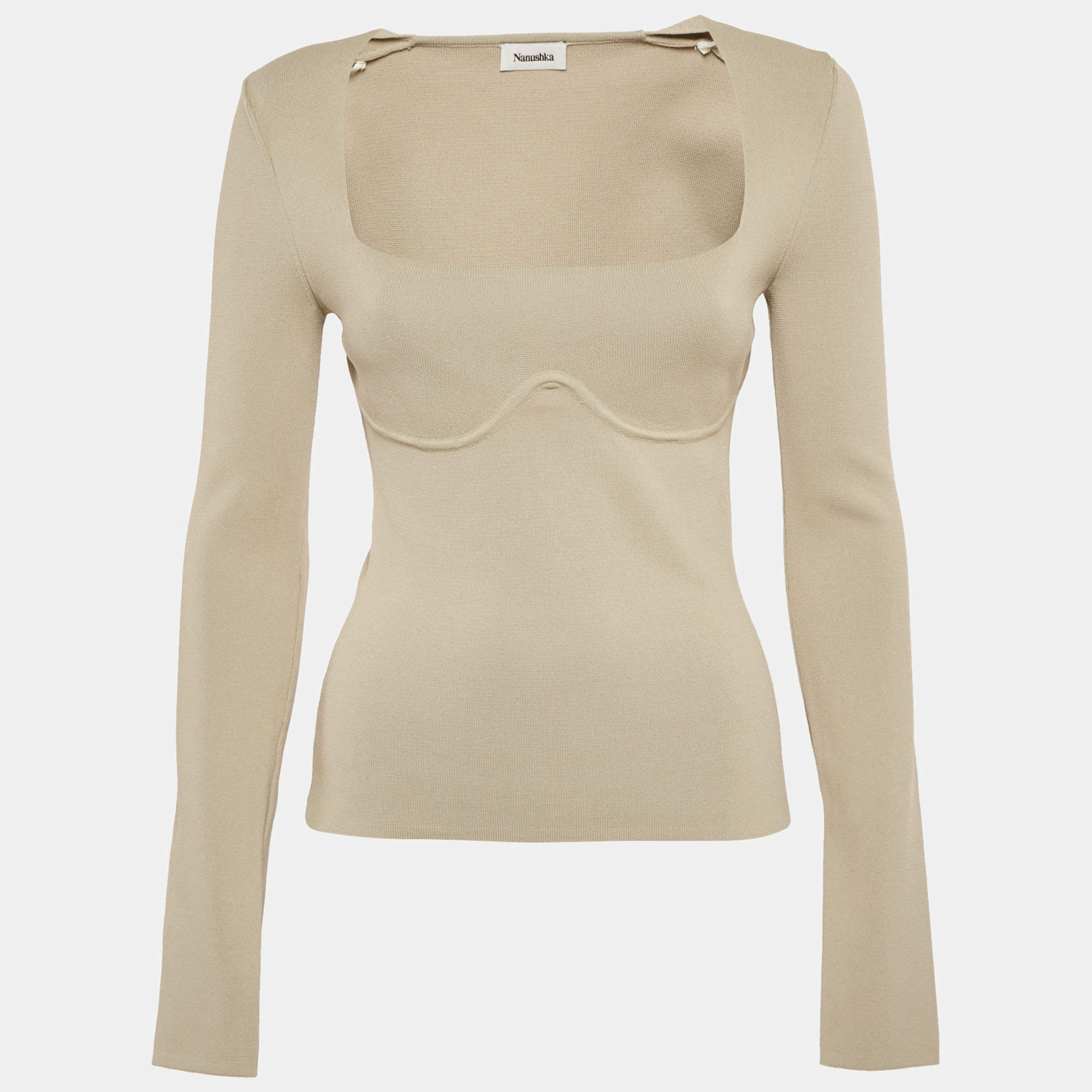 Pre Owned نانوشكا توب ميو من نسيج مطاطي رمادي صغير