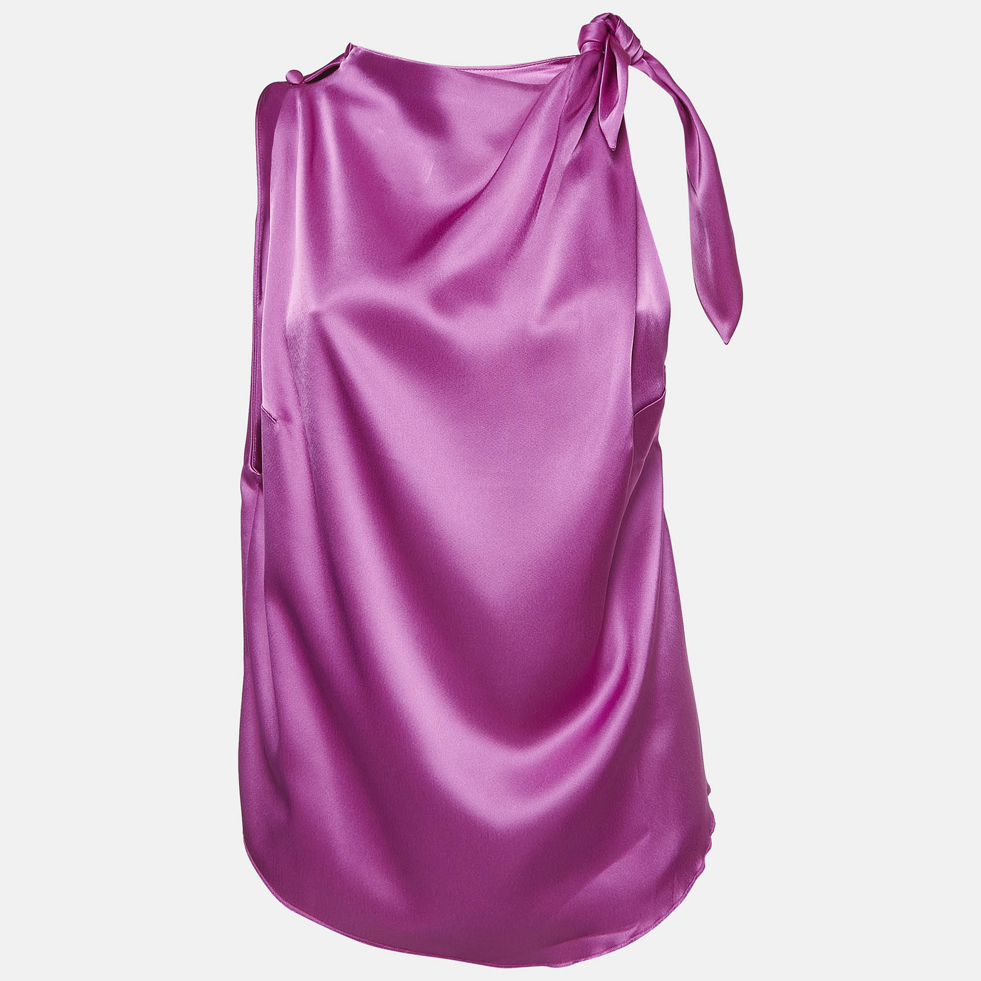 Pre Owned Nanushka Pink Satin Tie-Up Halter Neck Avalon Top L