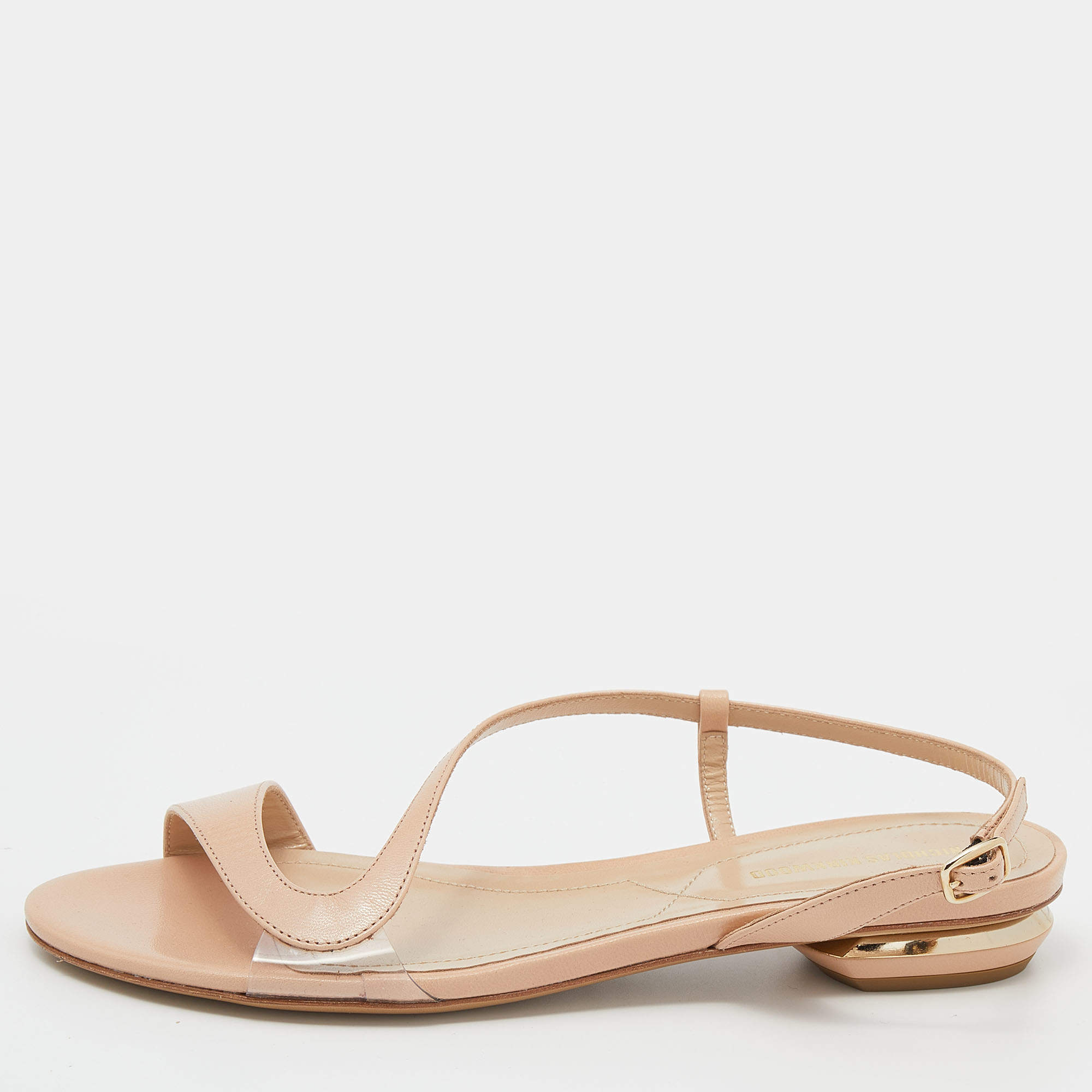 Pre Owned Nicholas Kirkwood Beige Leather Slingback Sandals Size 36.5