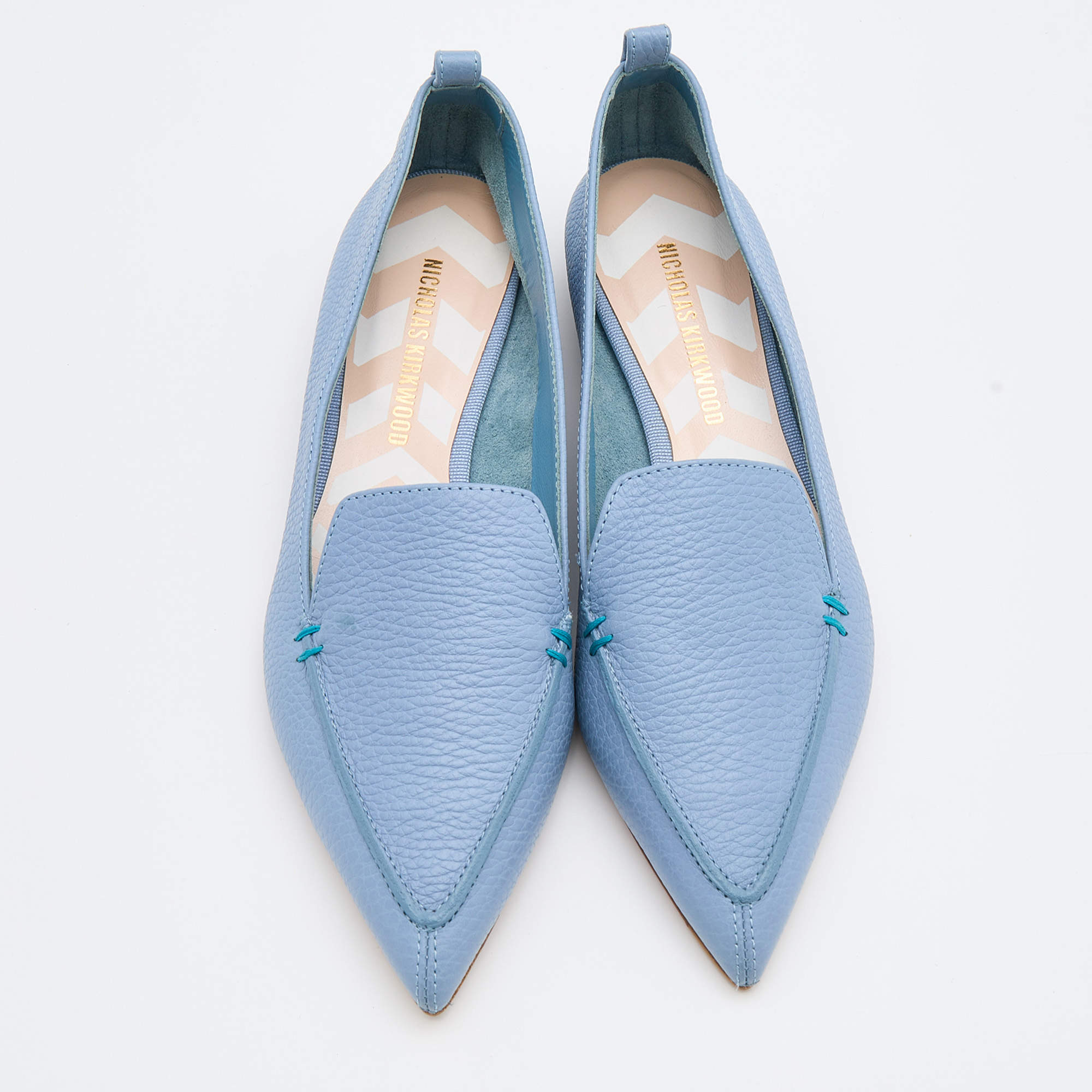 Nicholas Kirkwood Beya Navy Blue Loafers Flats Shoes Sz 37