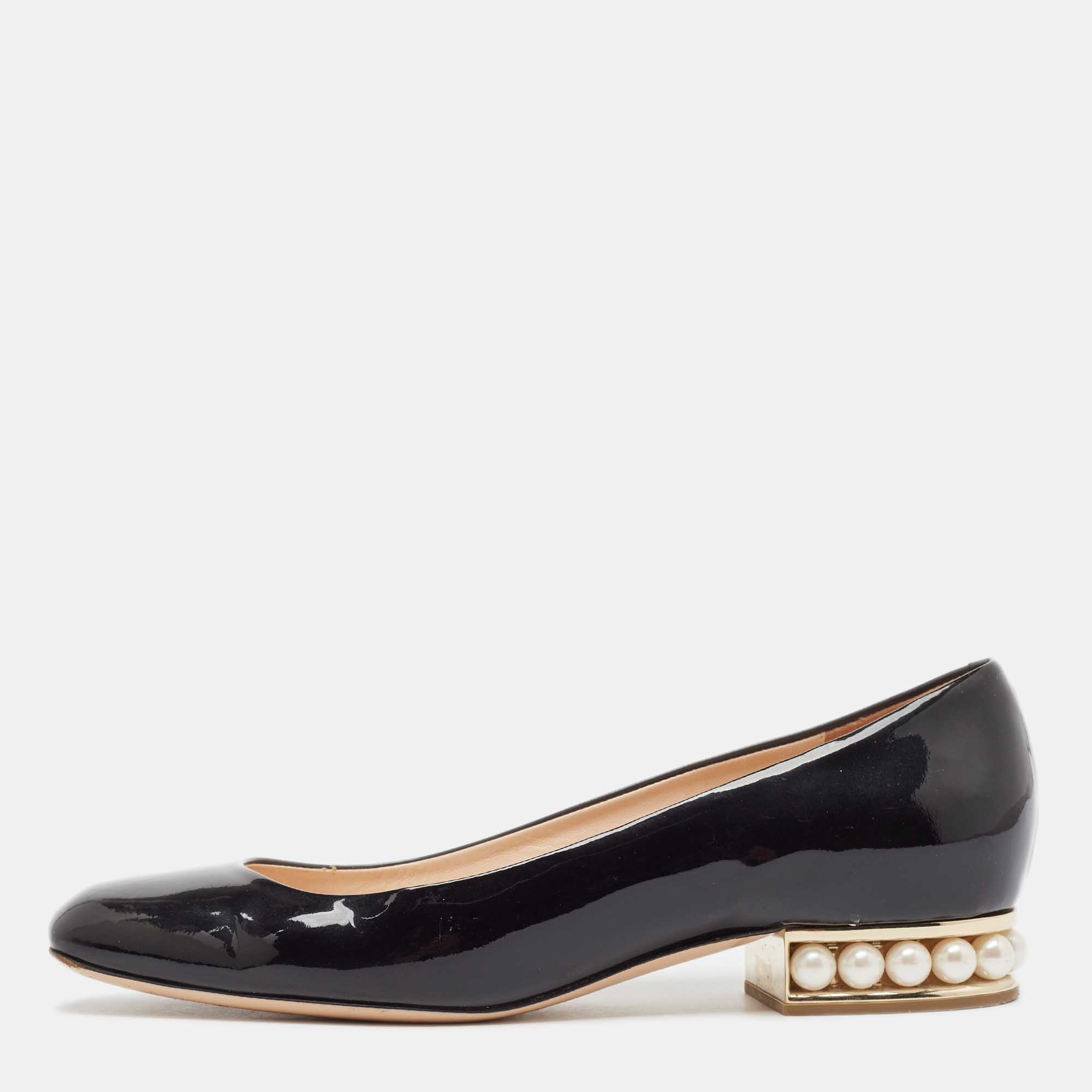 Nicholas Kirkwood Black Patent Leather Ballet Flats Size 38