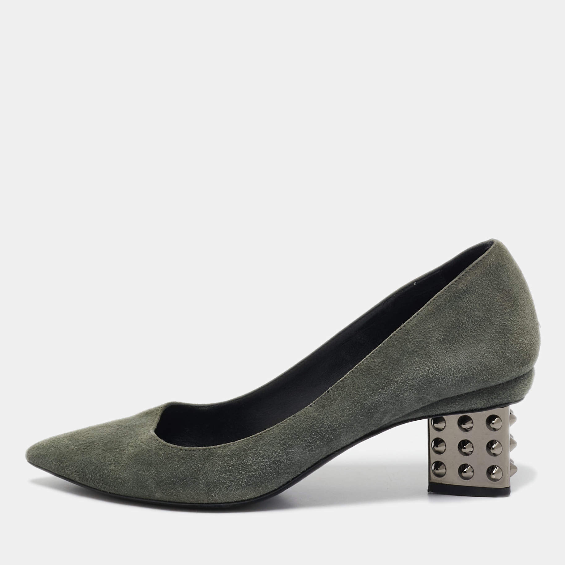 Pre Owned Nicholas Kirkwood Green Suede Studded Pumps Size 39