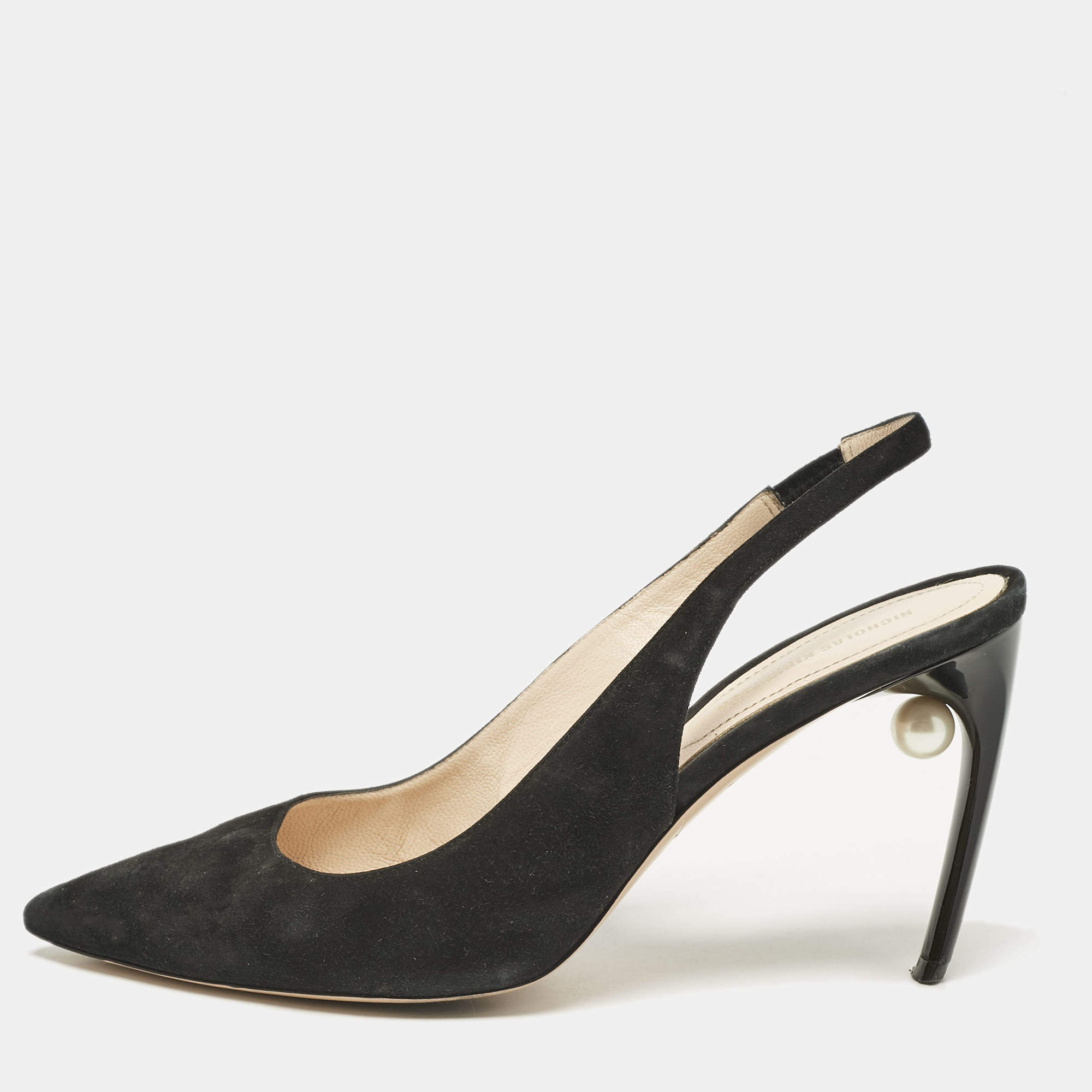 Pre Owned Nicholas Kirkwood Black Suede Mia Slingback Pumps Size 39