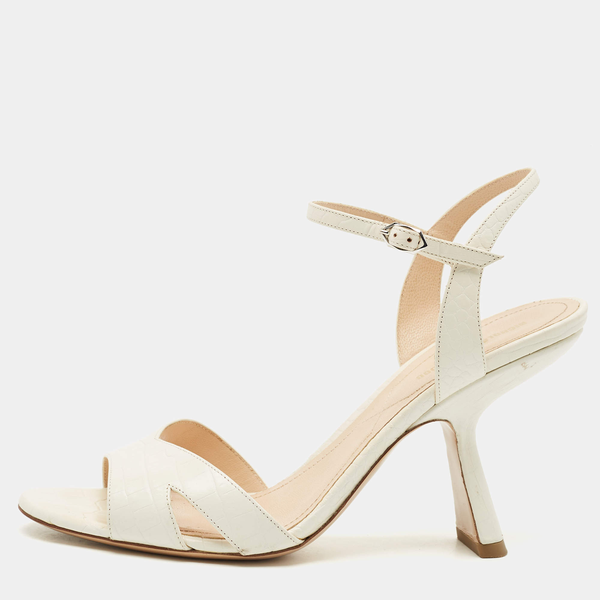 Pre Owned Nicholas Kirkwood Croc Embossed Leather Lexi Sandals Size 40