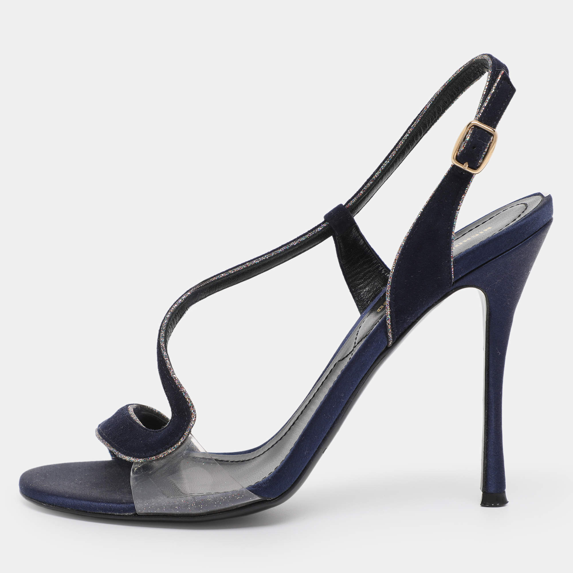 Pre Owned Nicholas Kirkwood Navy Blue Suede Slingback Sandals Size 36