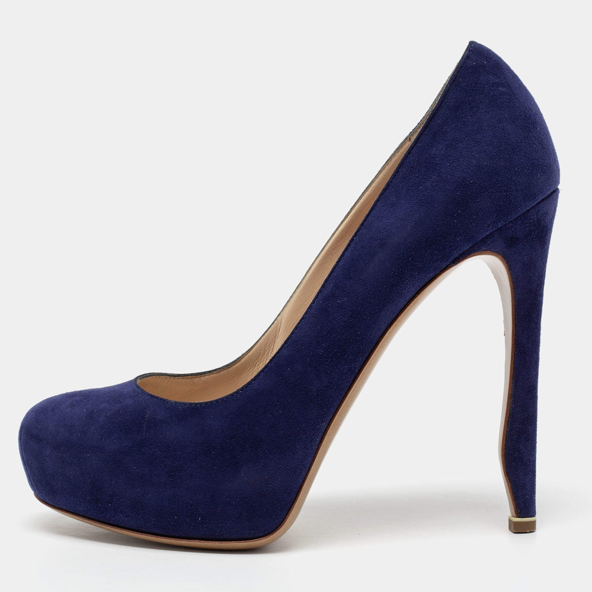 Nicholas Kirkwood Blue Suede Platform Pumps Size 36.5