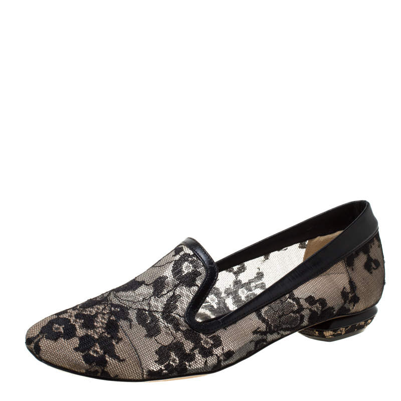 Nicholas Kirkwood Black Lace Casati Ballet Flats Size 36