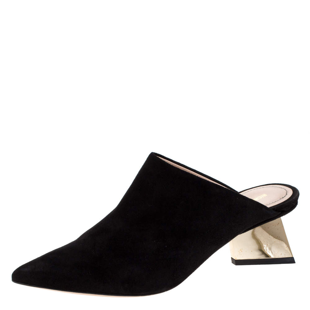 Nicholas Kirkwood Black Suede Veronika Pointed Toe Mules Size 36