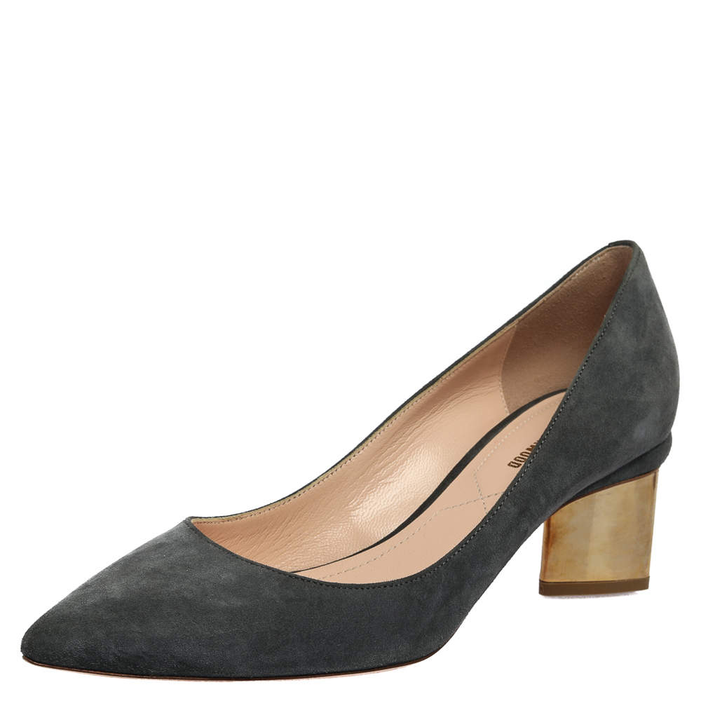Pre Owned Nicholas Kirkwood Grey Suede Prism Pumps Size 37.5