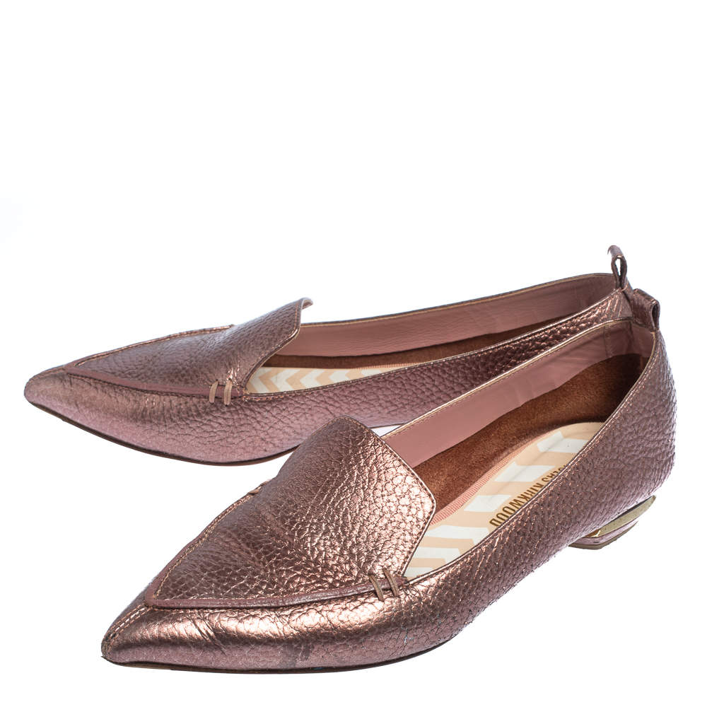 Nicholas Kirkwood Metallic Leather Beya Loafers Size 41 Nicholas