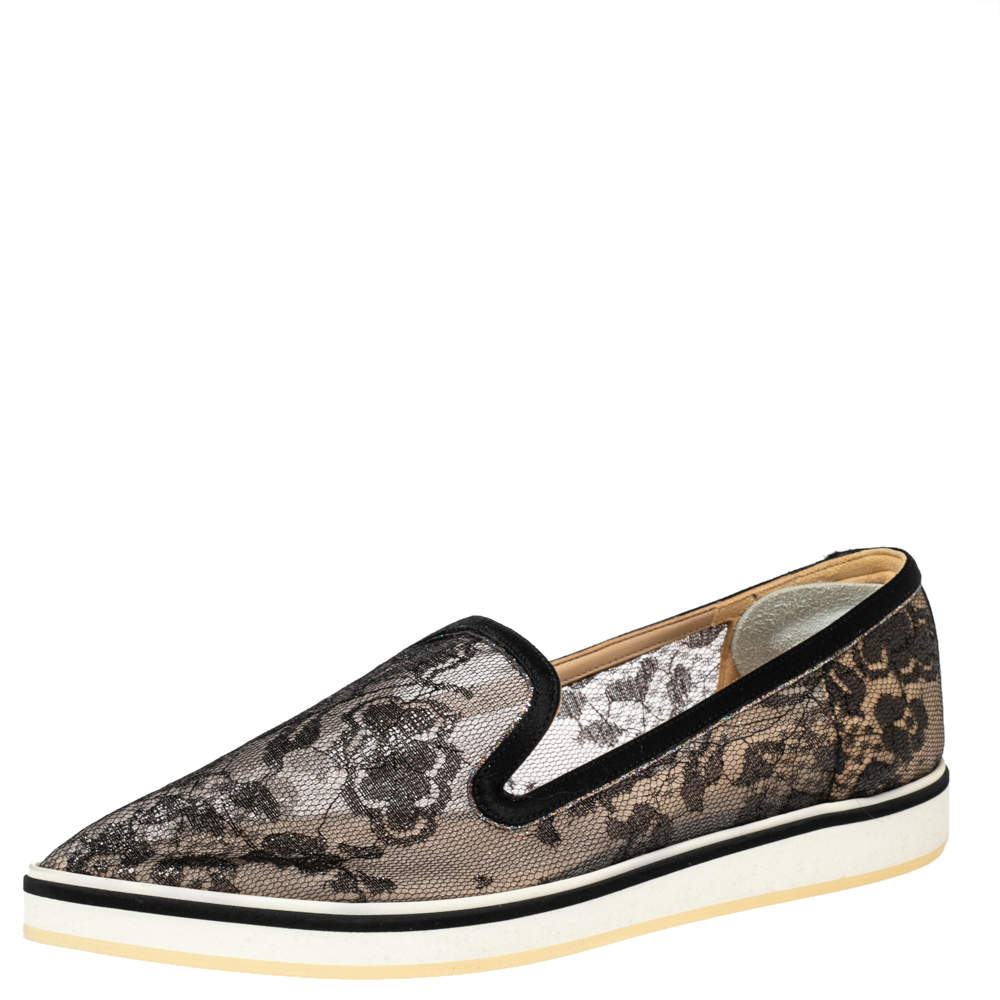 Pre Owned Nicholas Kirkwood Black Lace Alona Pointed Toe Platform Loafers Size 36
