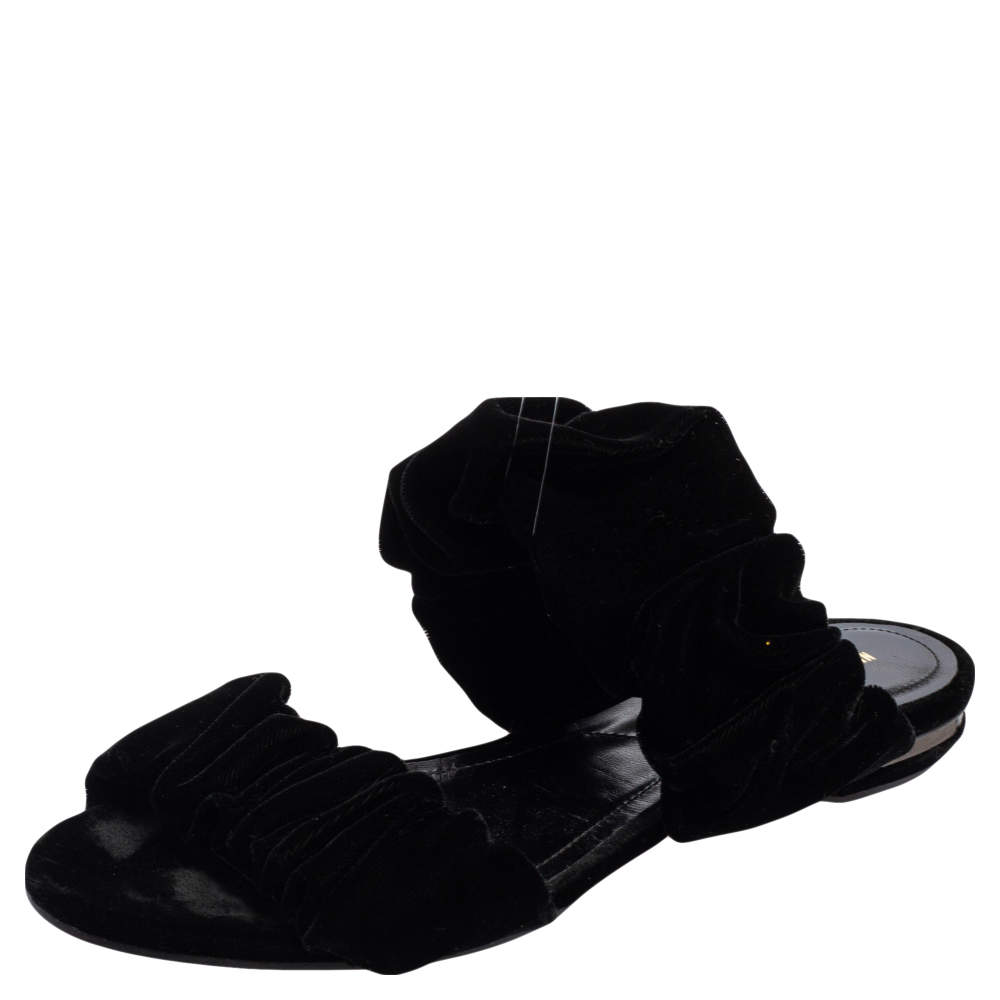 Pre Owned Nicholas Kirkwood Black Velvet Courtney Slide Sandals Size 39