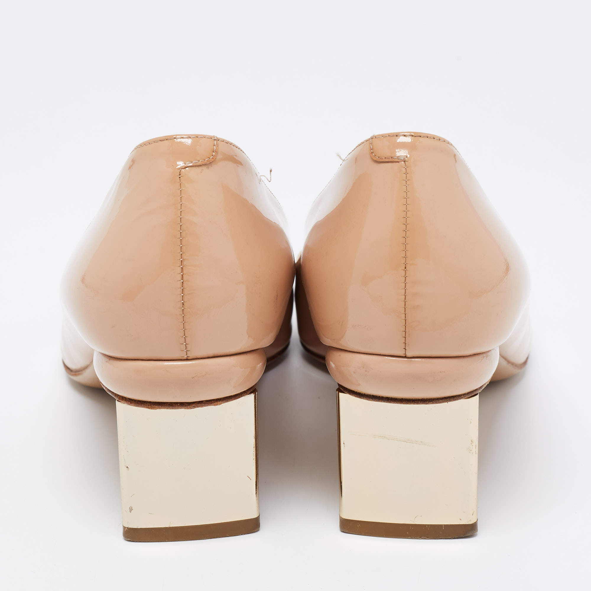 Nicholas Kirkwood Beige Patent Leather Pointed Toe Block Heel Pumps Size 37  Nicholas Kirkwood | The Luxury Closet