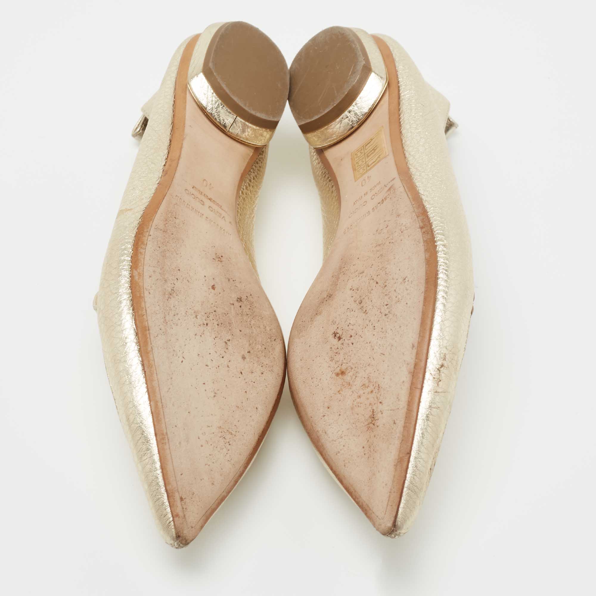 Pre Owned Nicholas Kirkwood Metallic Gold Leather Beya Loafers Size 40