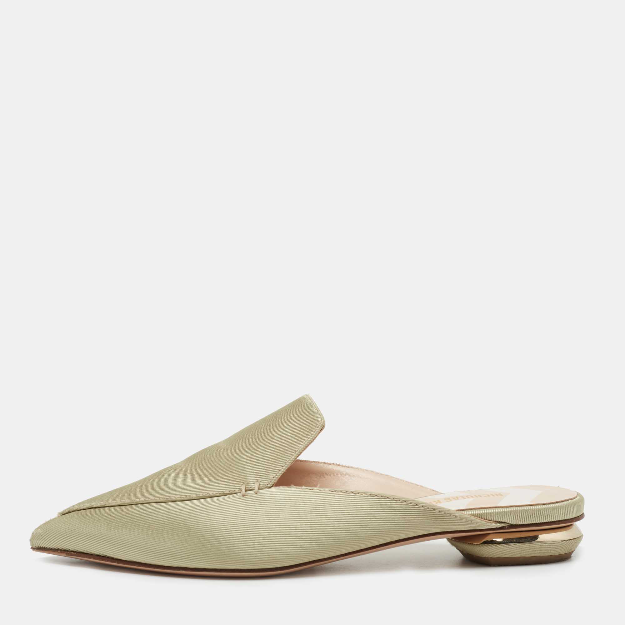 Pre Owned Nicholas Kirkwood Green Fabric Mules Size 37.5