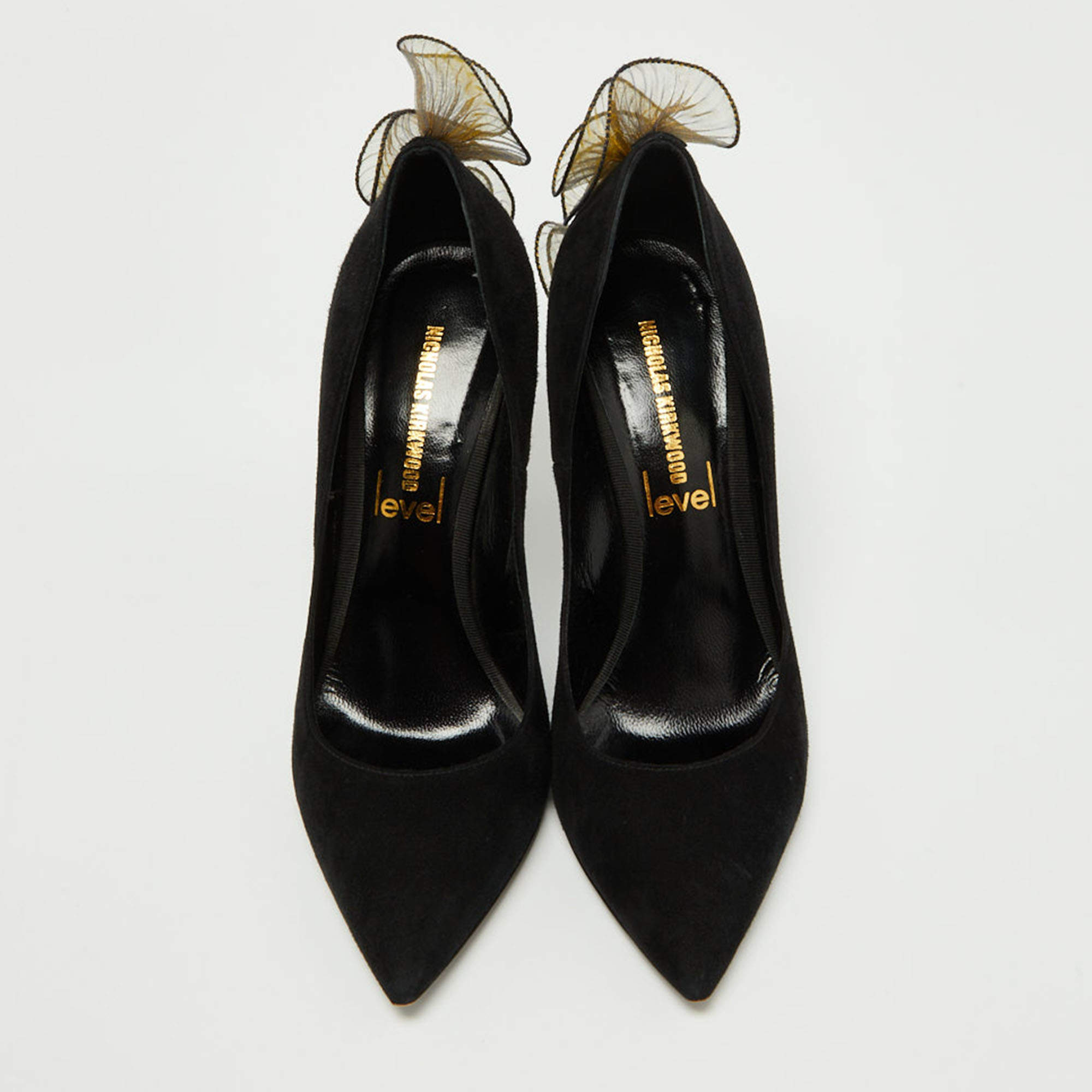 Nicholas Kirkwood Black Suede Ruffle Detail Pumps Size 39.5