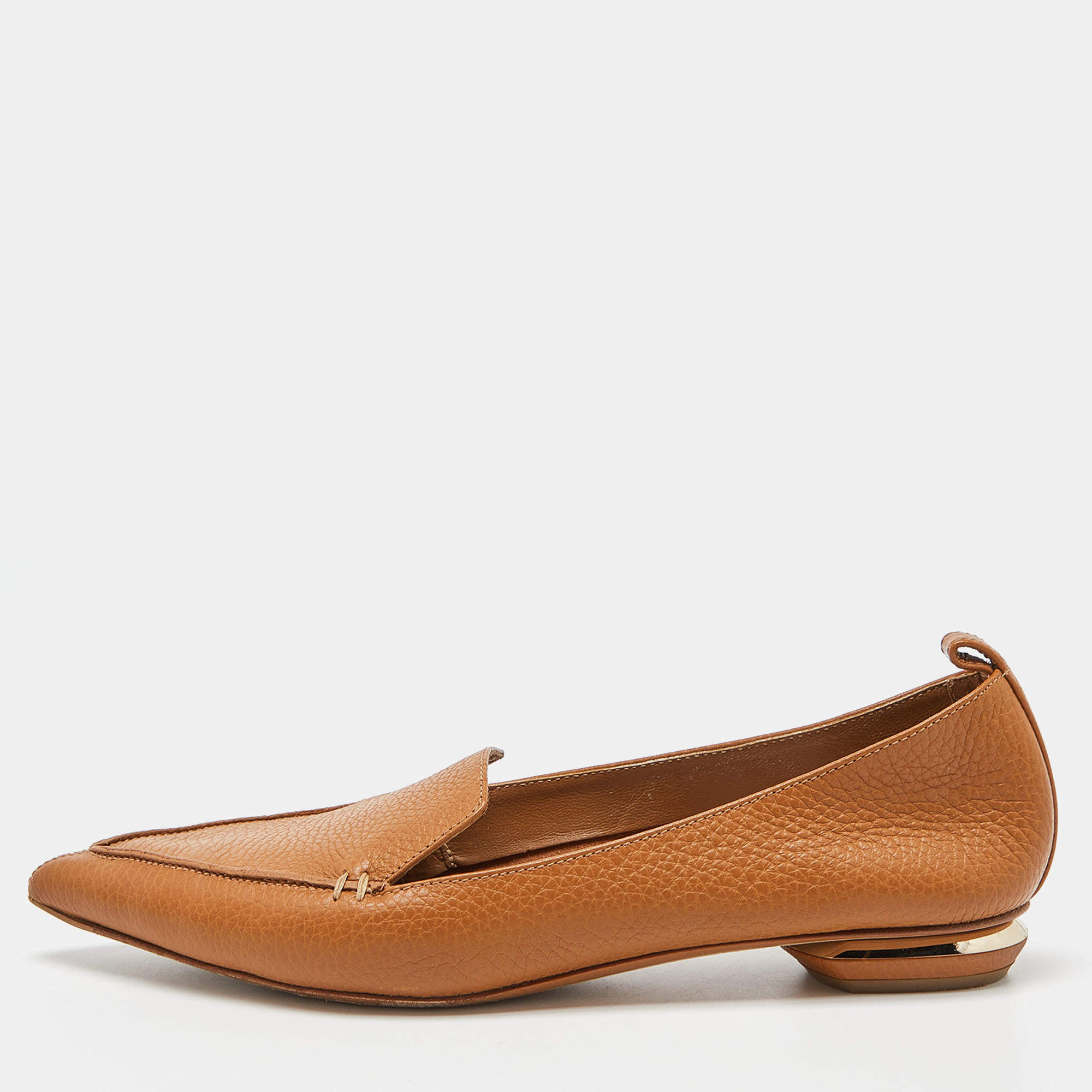 $495 Nicholas Kirkwood BEYA Tan Leather Loafers Flats Size 35.5 5.5