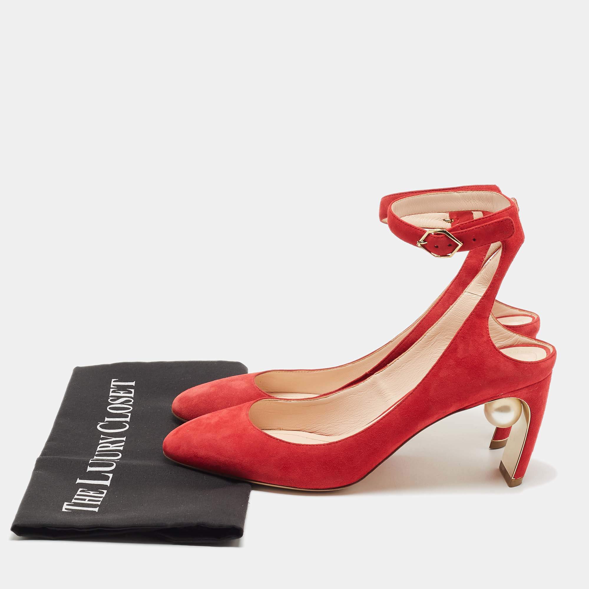 Pre Owned Nicholas Kirkwood Red Suede Maeva Pumps Size 40