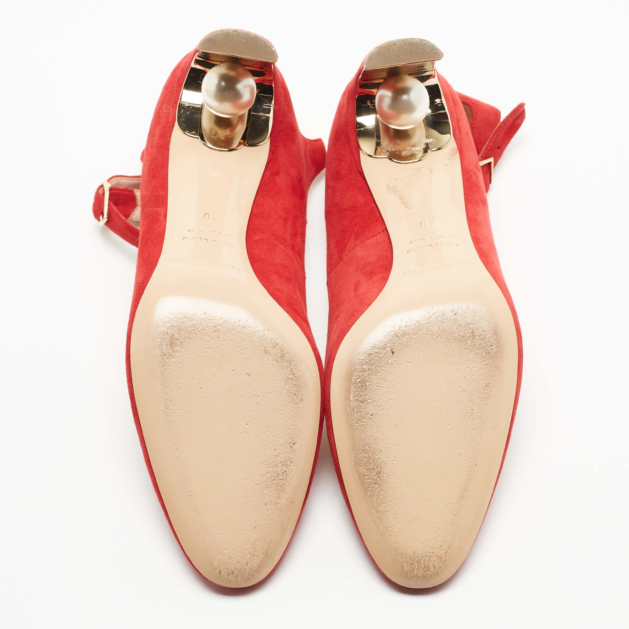 Pre Owned Nicholas Kirkwood Red Suede Maeva Pumps Size 40