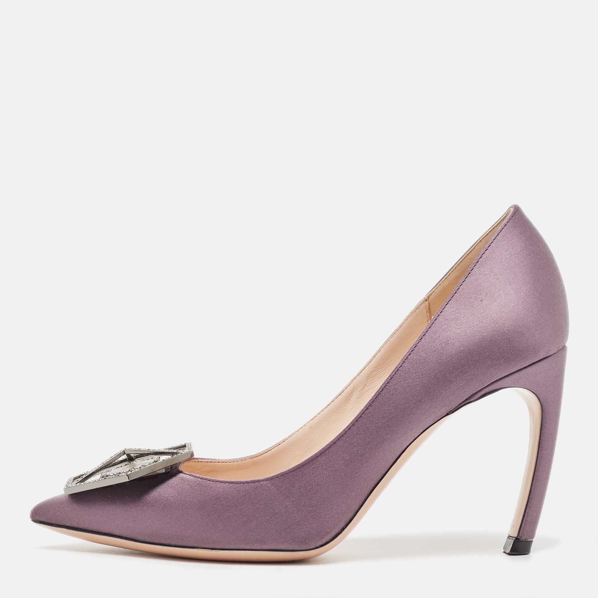 Nicholas Kirkwood Purple Satin Eden Embellished Pumps Size 37