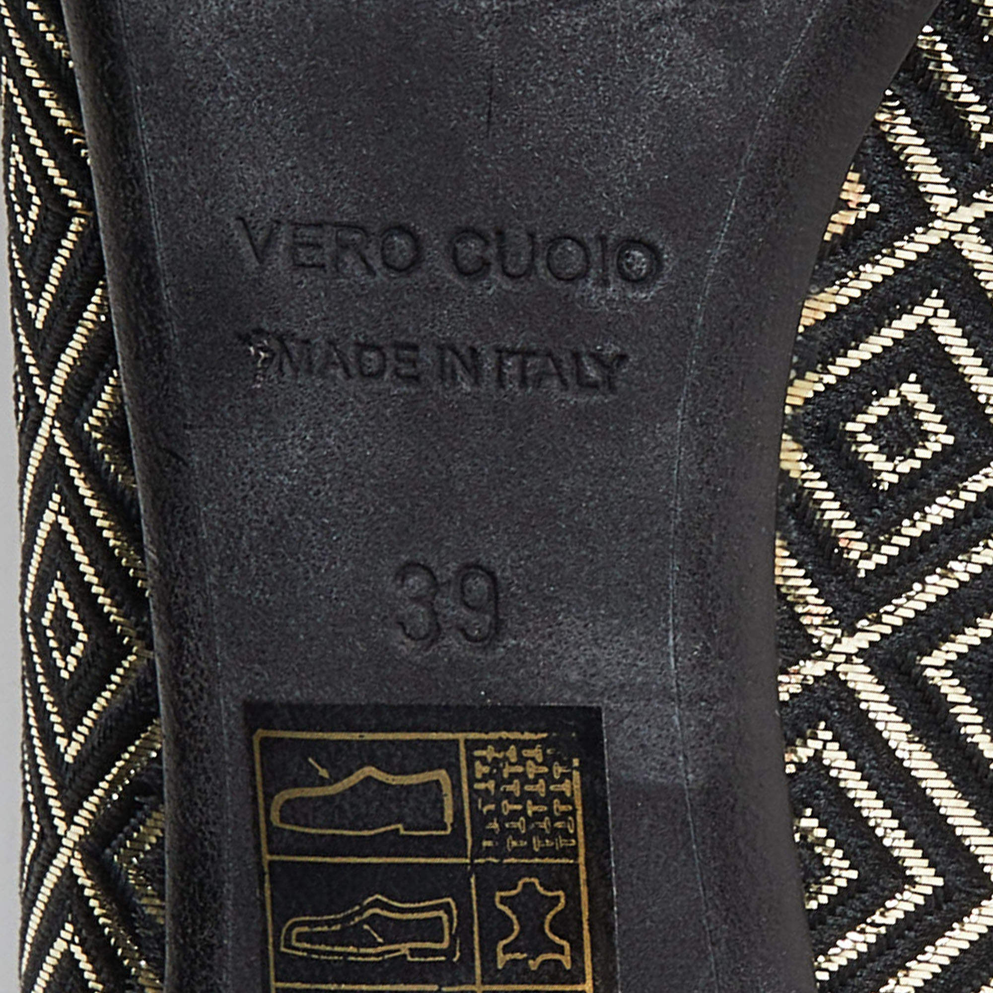 Pre Owned Nicholas Kirkwood Black/Gold Diamond Quilt Jacquard Pointed Toe Pumps Size 39