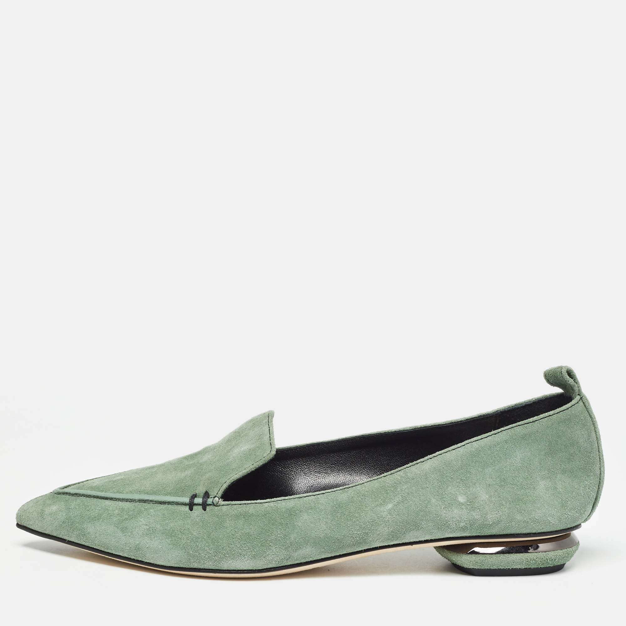 Nicholas Kirkwood Green Suede Slip On Smoking Slippers Size 37