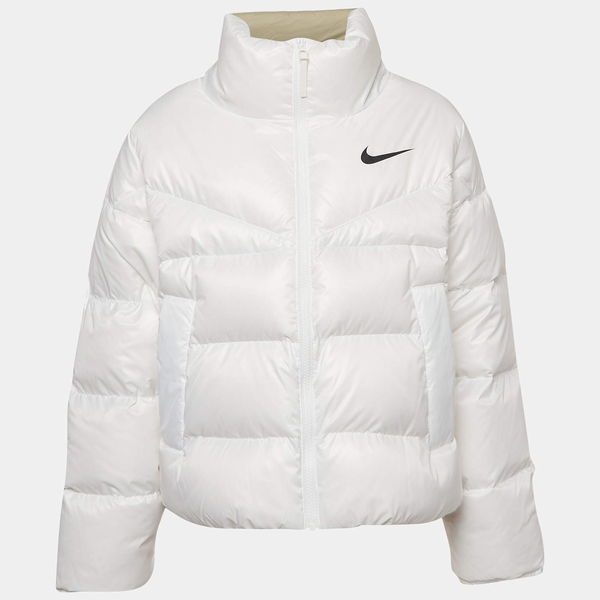 New Women’s high quality SZ M Nike Down Fill Hooded Coat Jacket White Baby Blue 854862-100