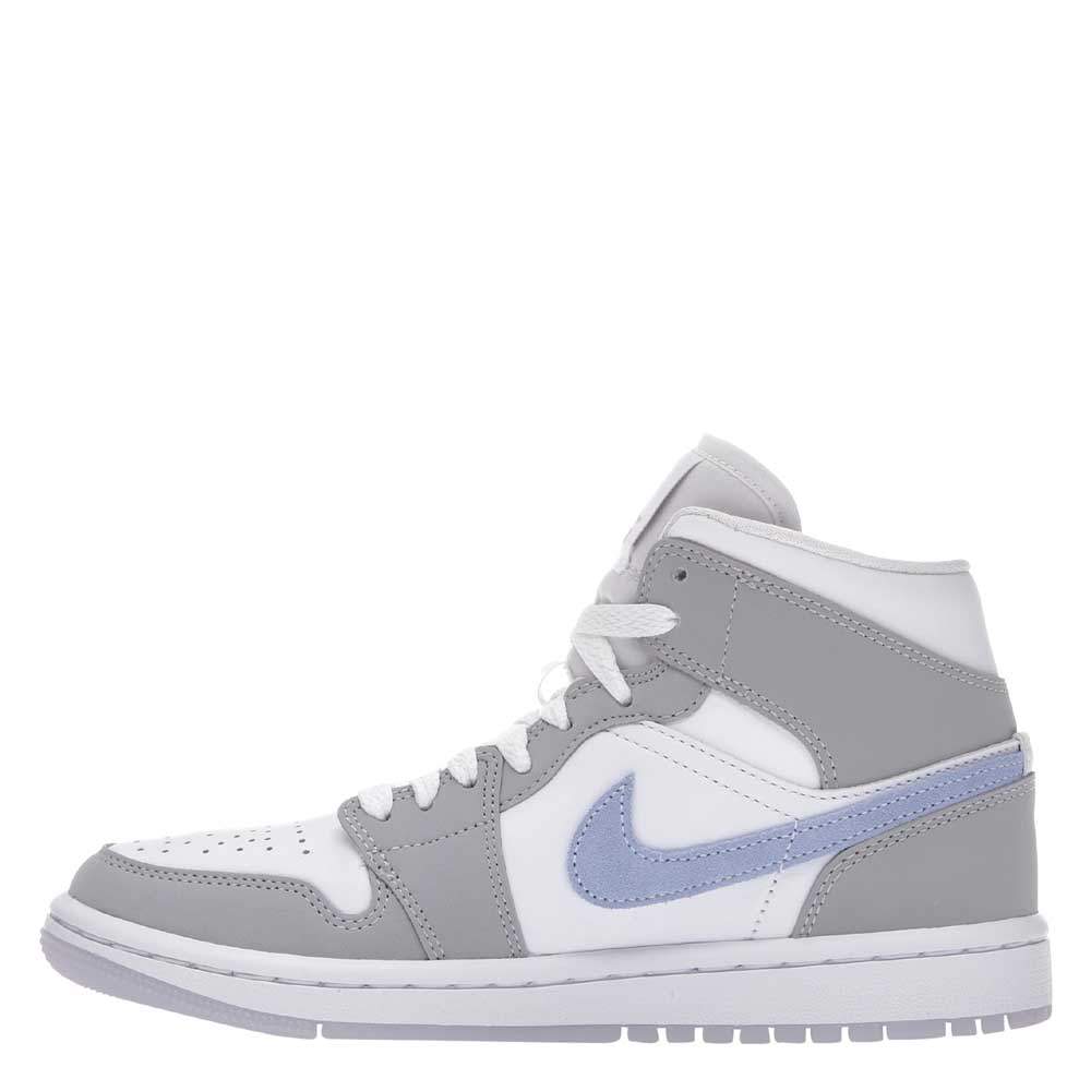Pre Owned Nike WMNS Jordan 1 Mid Wolf Grey Aluminum Sneakers Size US 6.5W (EU 37.5)