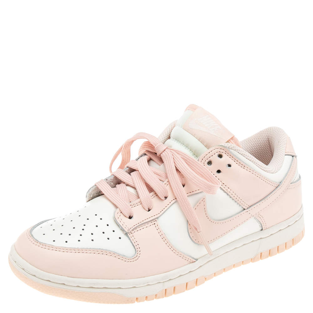 Nike WMNS Dunk White/Pink Leather Pearl Sneakers Size 38