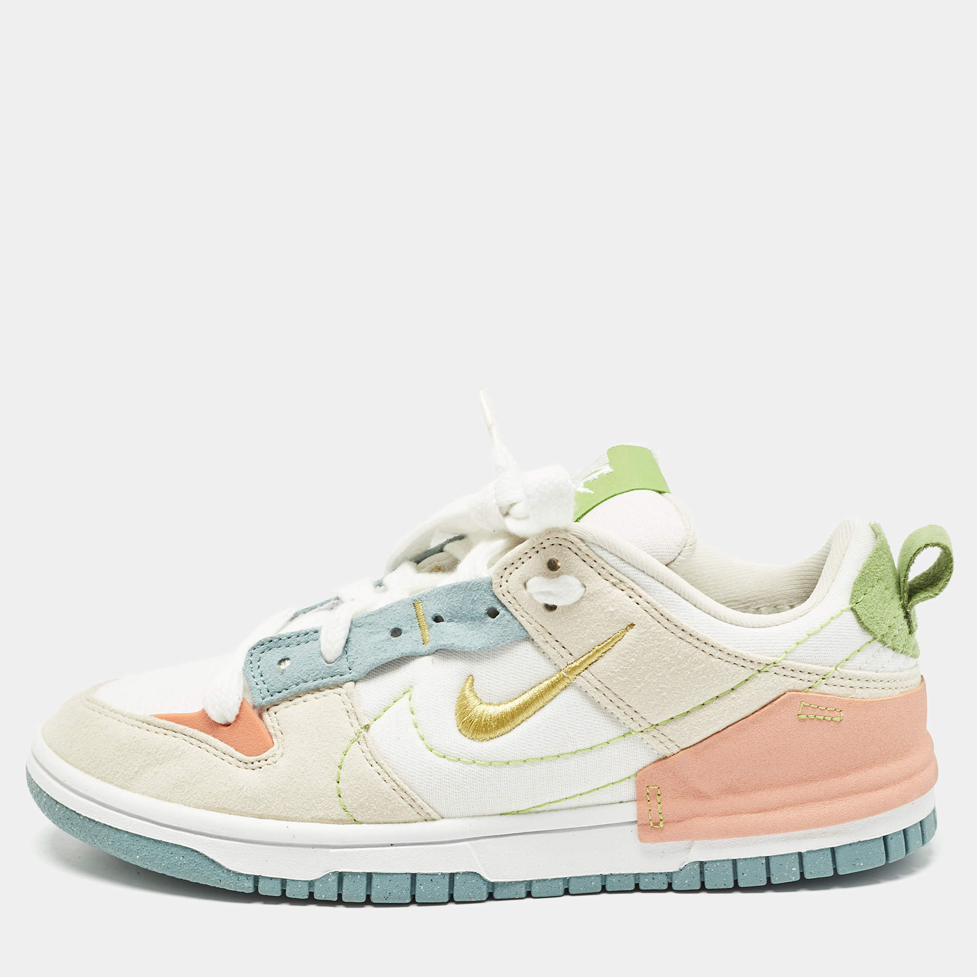 Nike Multicolor Canvas and Alcantara Dunk Low Disrupt 2 Easter Pastel Sneakers Size 37.5