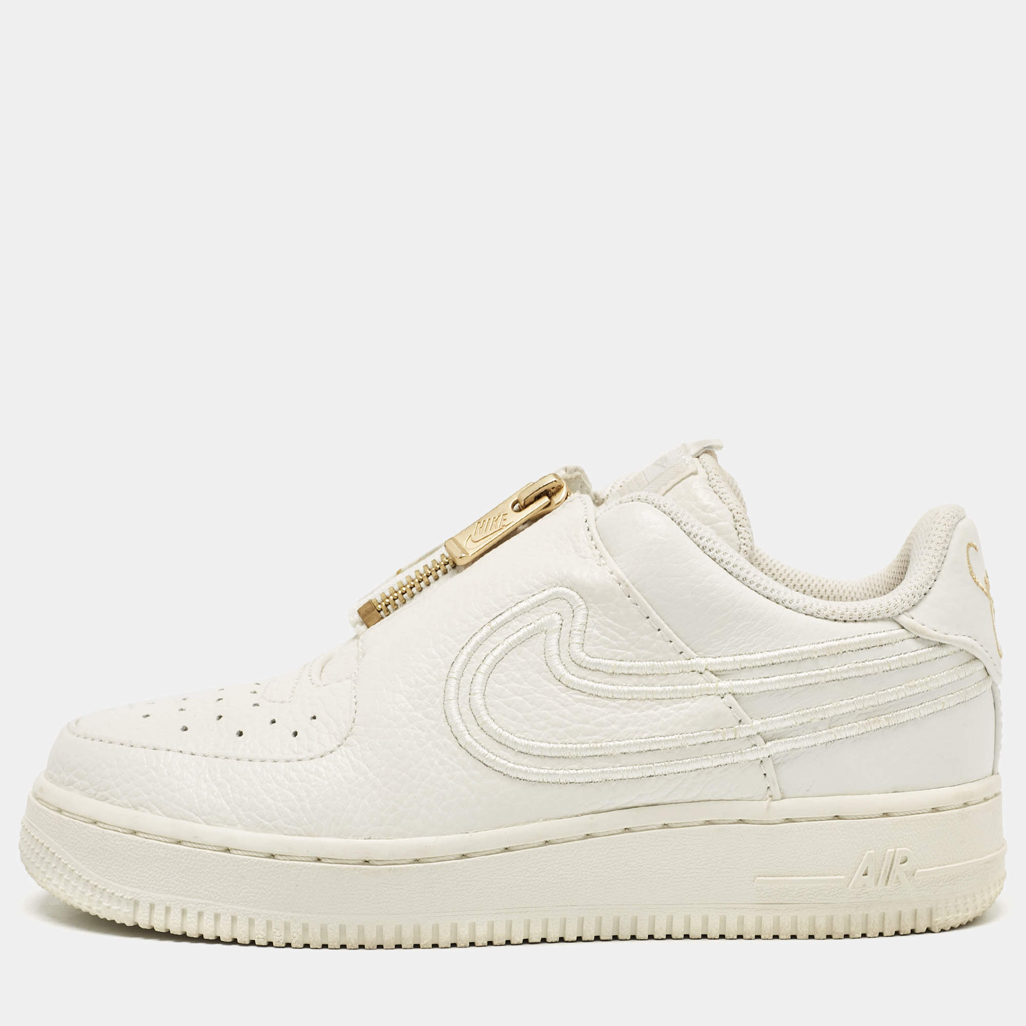 Nike White Leather Air Force 1 Lxx low Lace Up Sneakers Size 37.5