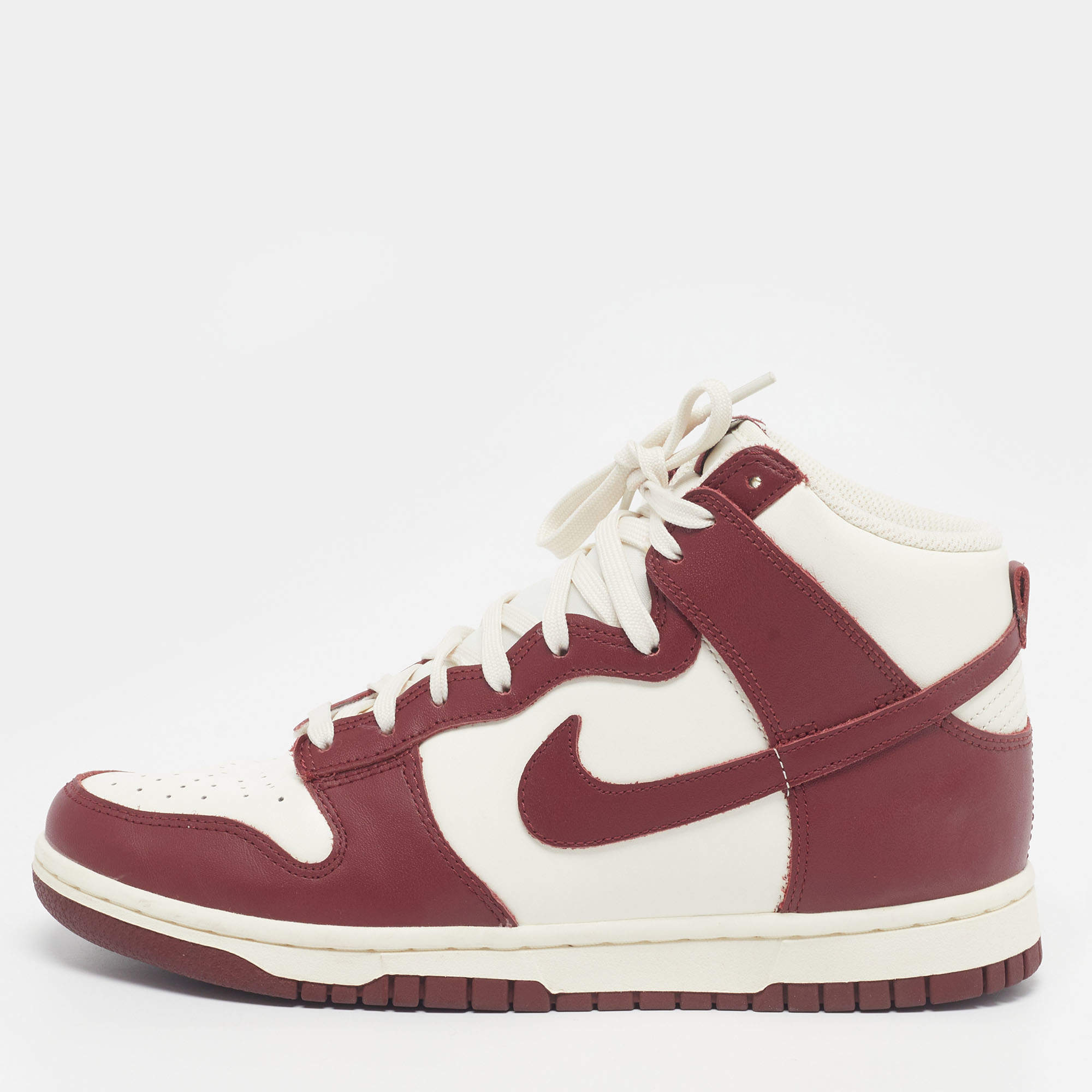 Pre Owned Nike Dunk Sail Team Red Size 39 Red/Ivory Leather High Top Sneakers