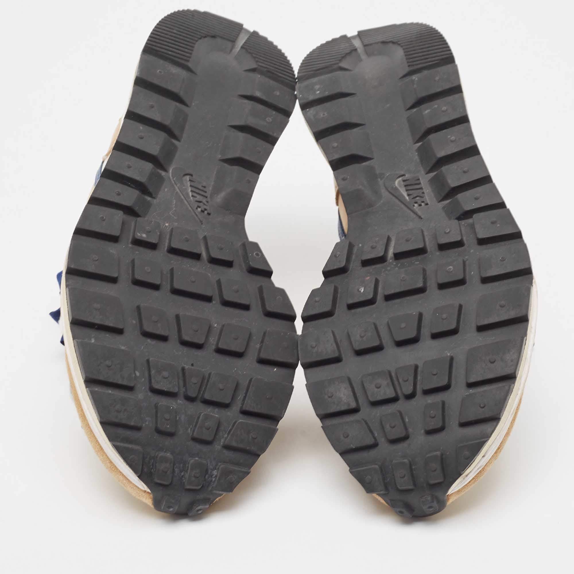 Pre Owned Nike x Sacai Multicolor Leather and Fabric Vaporwaffle Sesame Blue Void Sneakers Size 38