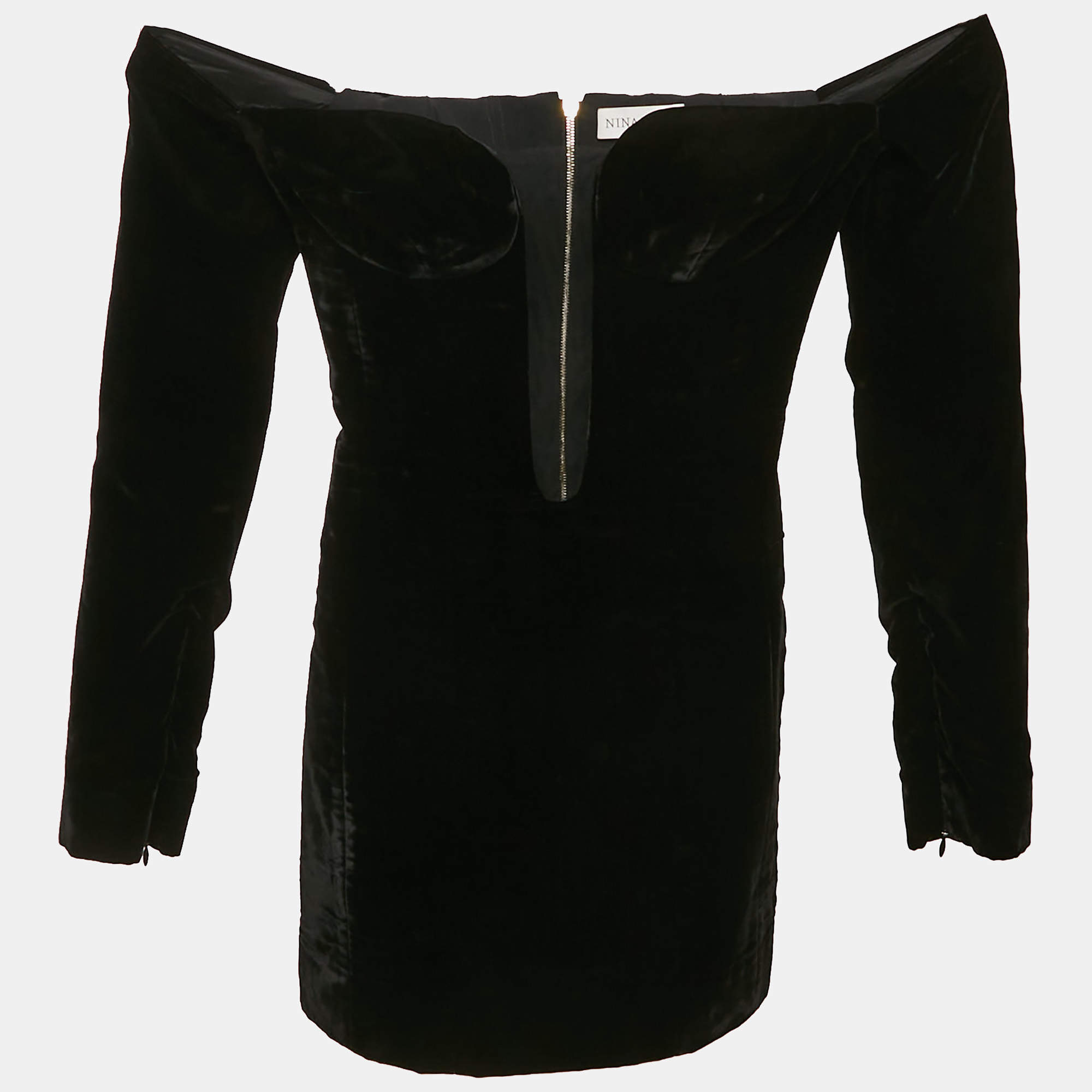 Nina Ricci Velvet Tulle Trim Velvet Mini Dress XXS Nina