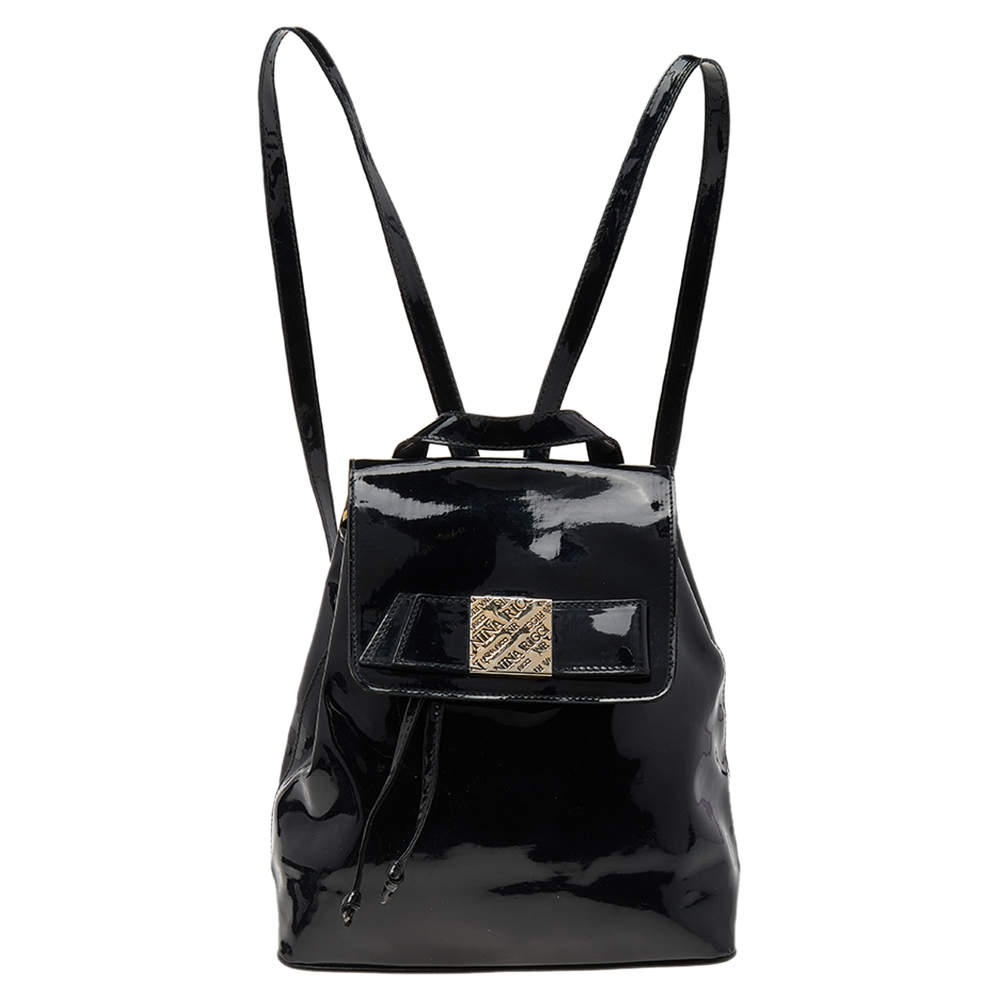 Nina Ricci Black Patent Leather Backpack