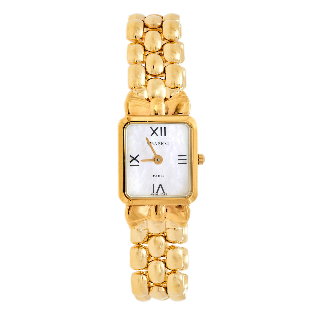 Pre Owned Nina Ricci Mother of Pearl Gold Plated Stainless Steel D950 Women's Wristwatch 18 mm
