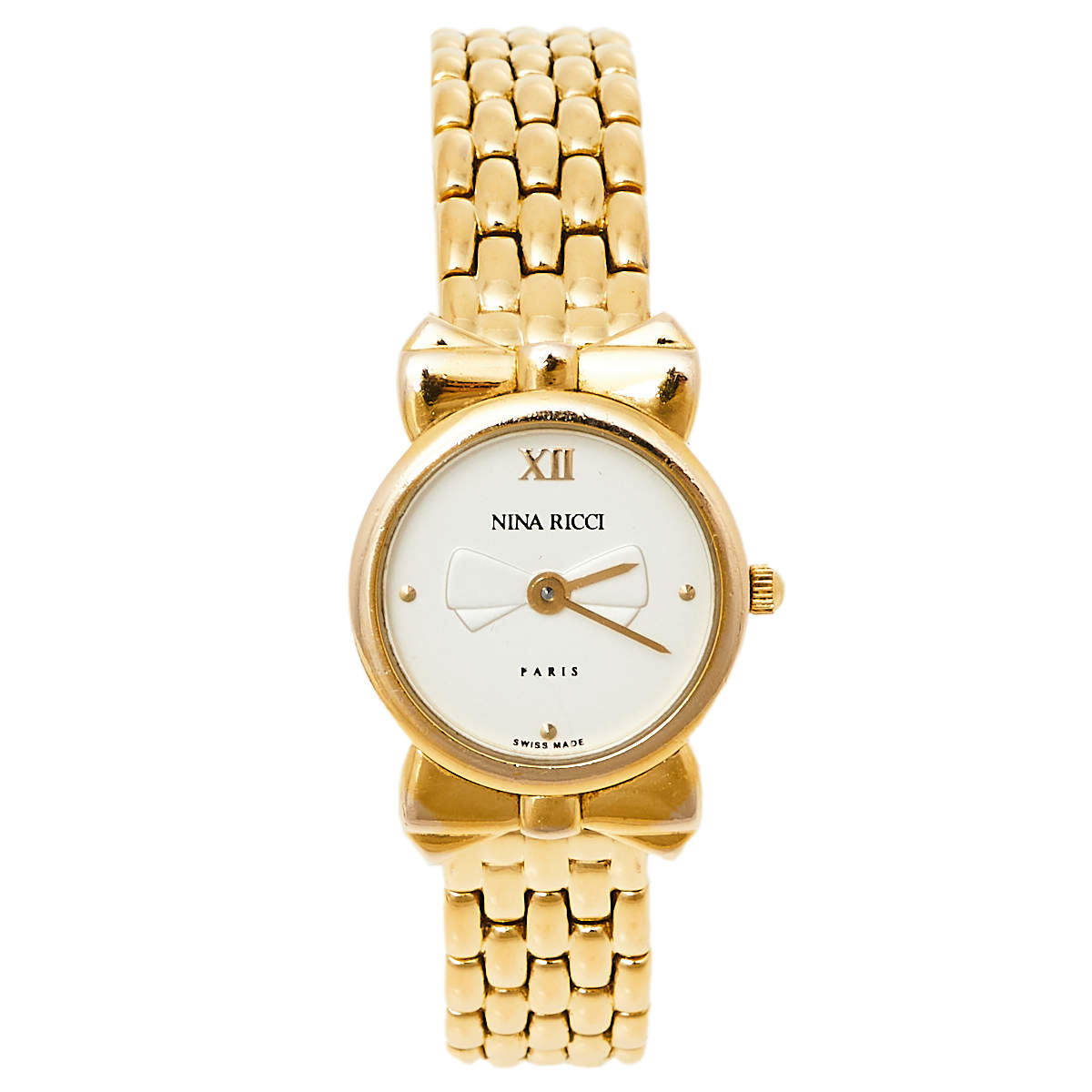 Nina Ricci Silver Gold Plated Stainless Steel D953 Women's Wristwatch 20 mm