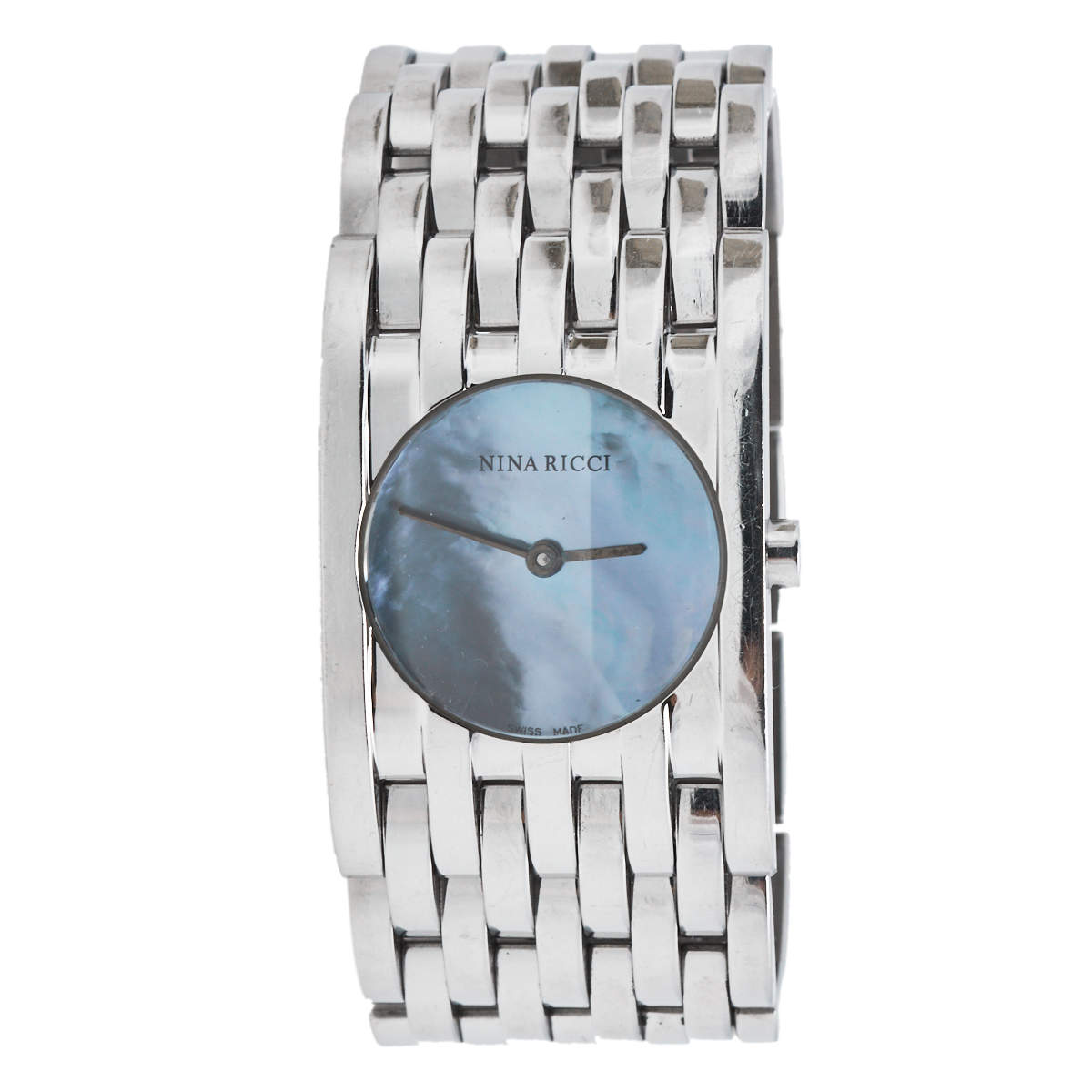 Pre Owned Nina Ricci Blue Mother of Pearl Stainless Steel N000113 Women's Wristwatch 25 mm