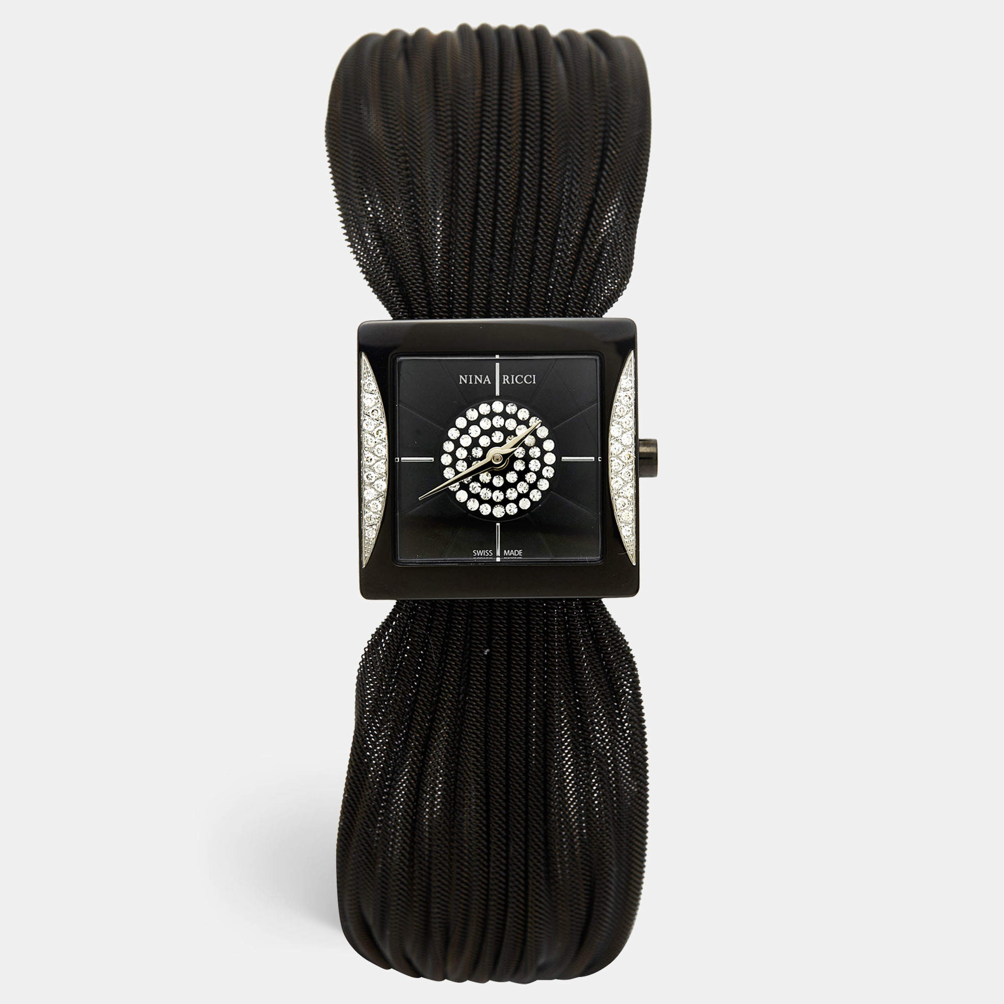 Nina Ricci Black PVD Coated Stainless Steel Diamonds NO19.92 Women's Wristwatch 24 mm