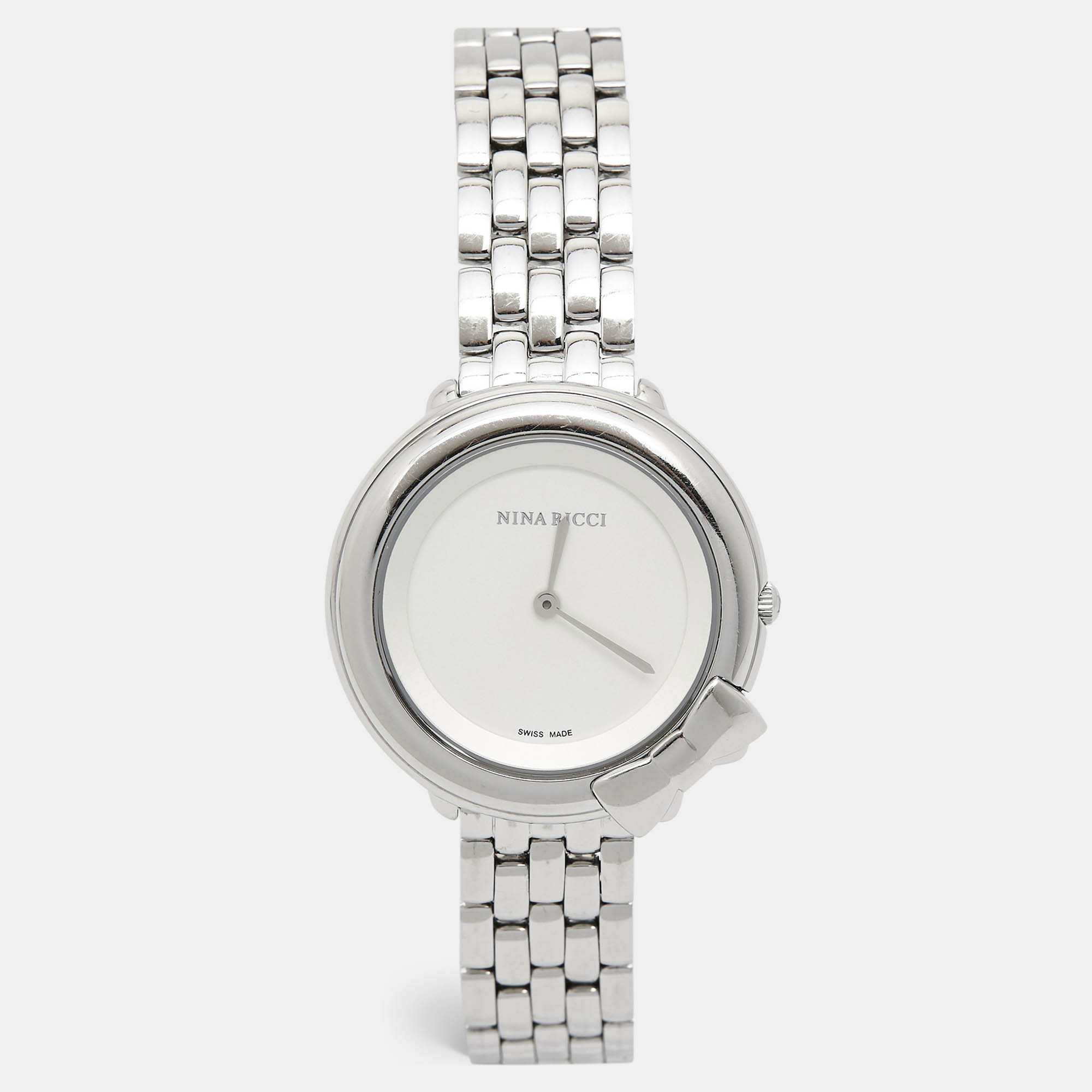 Pre Owned Nina Ricci Silver Stainless Steel NR089015 Women's Wristwatch 35 mm 