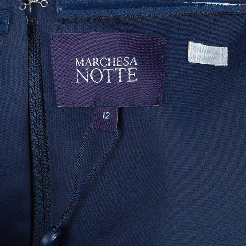 marchesa notte navy mena dress